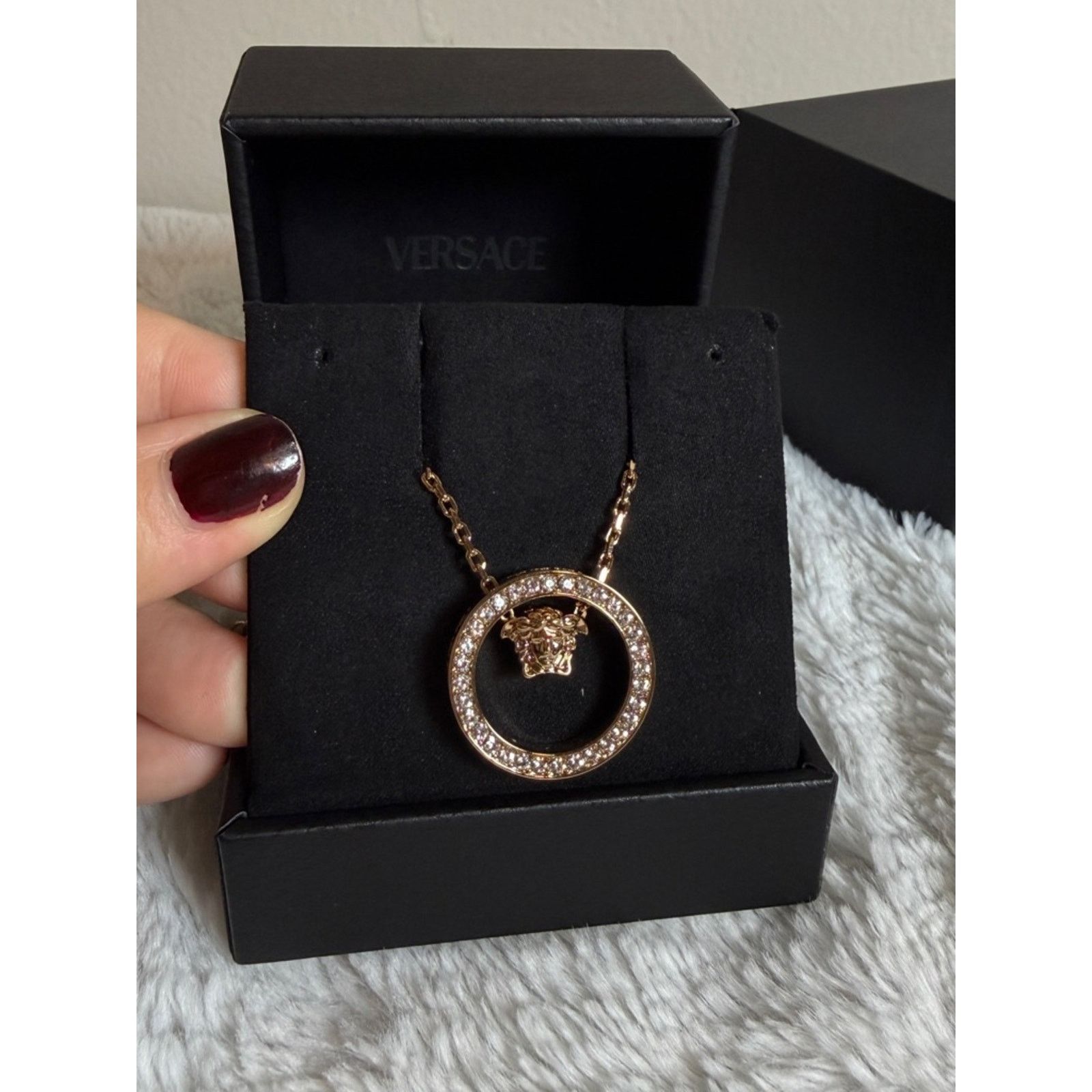 Versace Versace bronze Gold Crystal Medusa Circle Necklace Size ONE SIZE - 5 Thumbnail