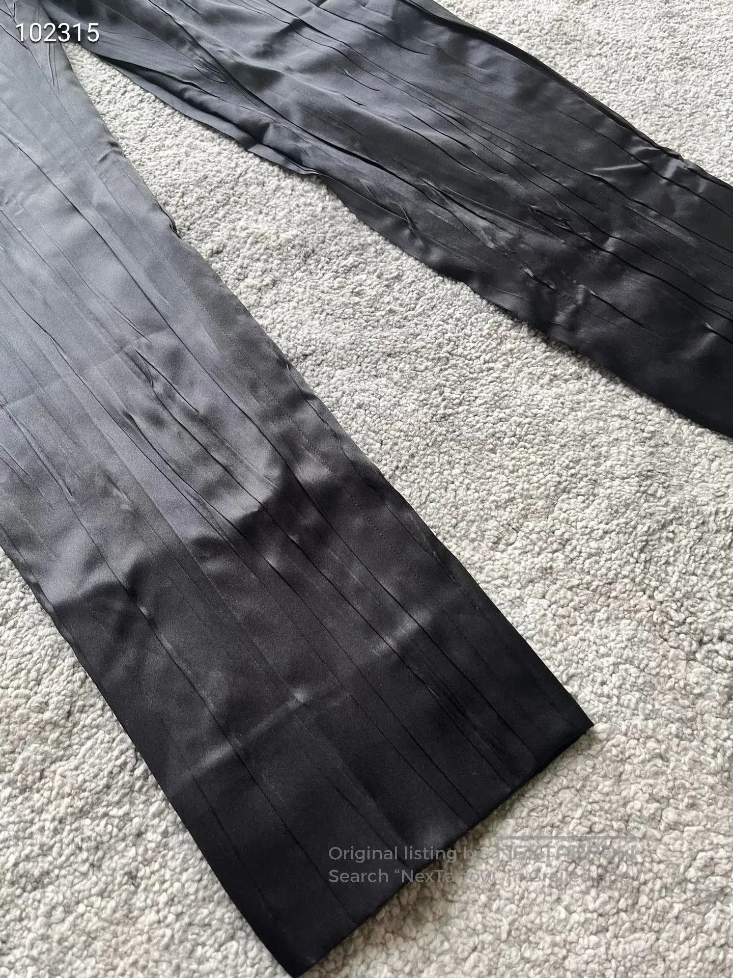 Saint Laurent Paris Saint Laurent Black Striped Silk Trousers. Size US 30 / EU 46 - 3 Thumbnail