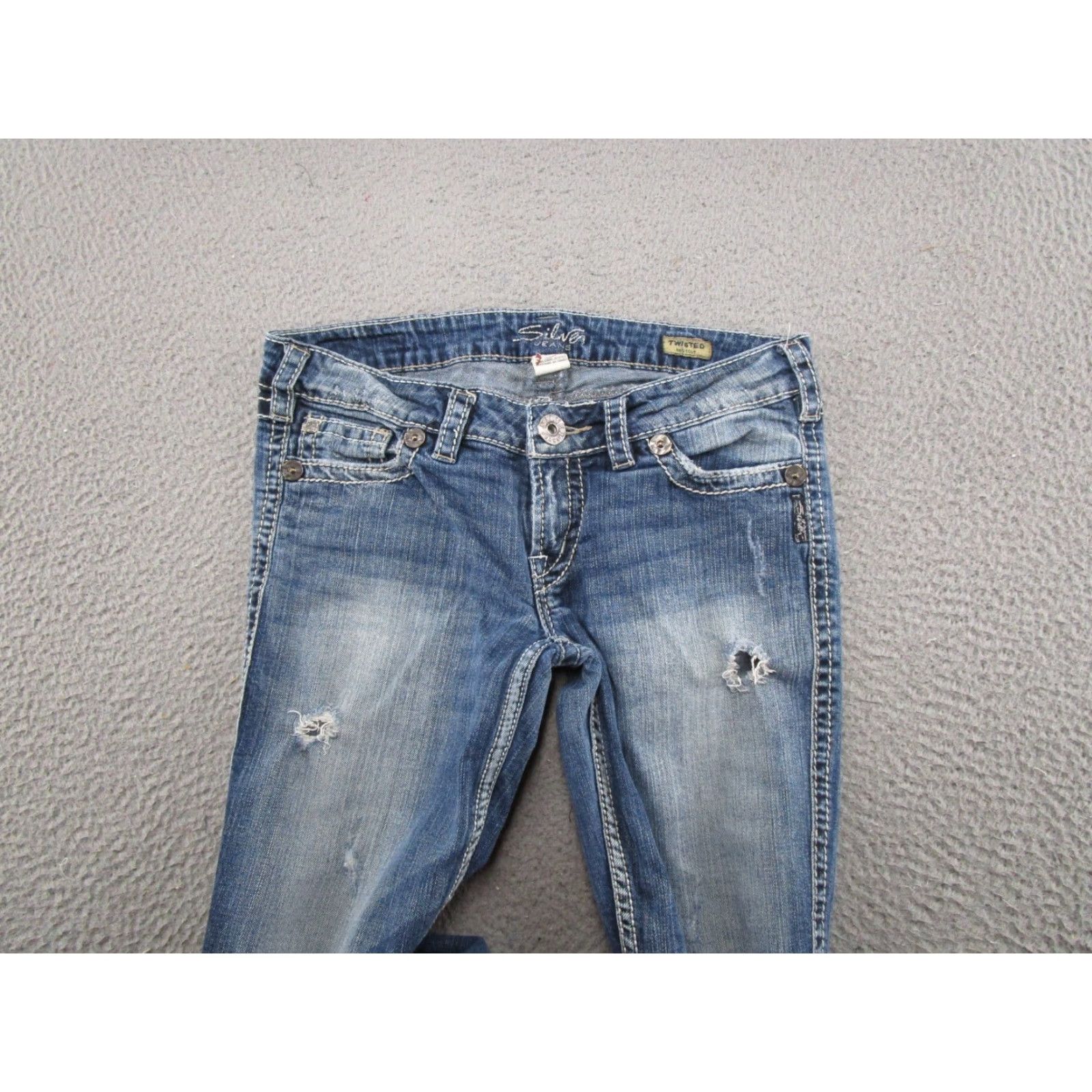 Silver Jeans Co. Y2K Silver Jeans Co Twisted Boot Cut Jeans Women's Tag Size 28x31 Blue Denim Cotton Blend 5-Pocket Design Regular Rise Low Waist Womens Size 28" / US 6 / IT 42 - 3 Thumbnail