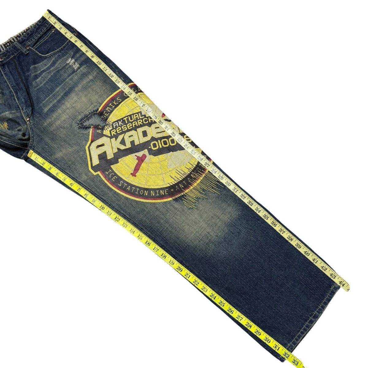 Vintage Vintage Akademiks Spellout Denim Baggy Jeans Jnco Size US 35 - 18 Thumbnail