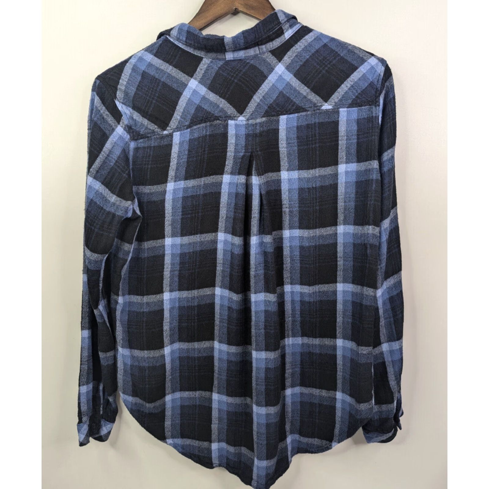 Anthropologie Cloth & Stone Women Blue Plaid Long Sleeve Button Up Shirt L Size L / US 10 / IT 46 - 3 Thumbnail