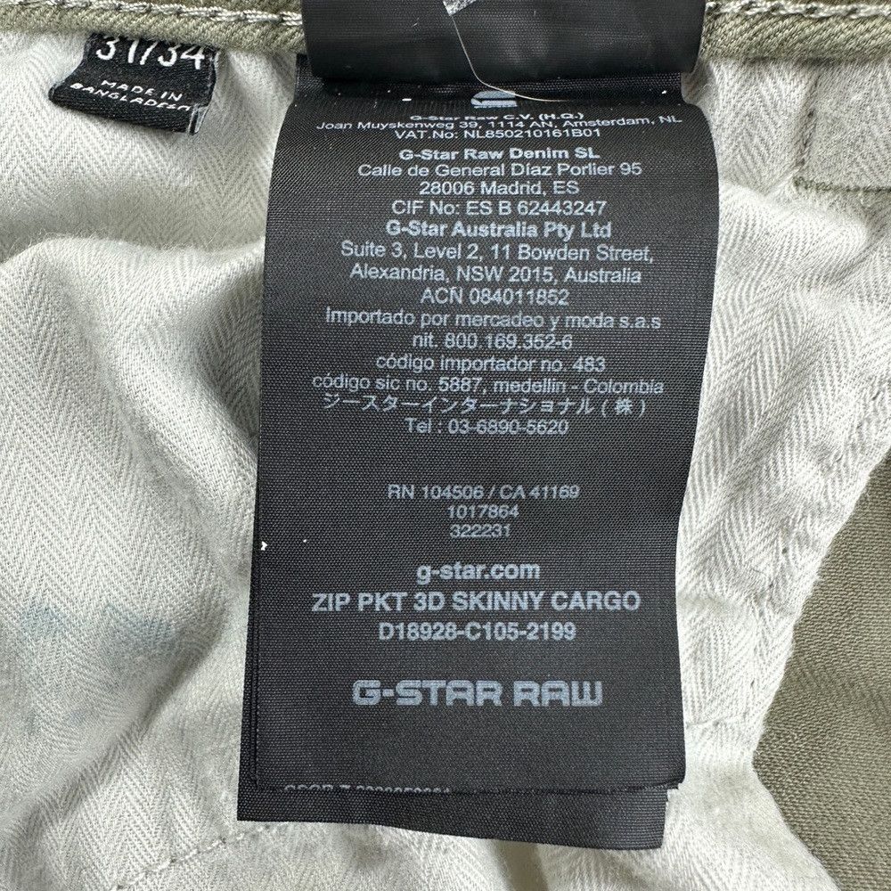 G-Star G-Star RAW Green Zip PKT 3D Skinny Cargo Pants Men’s Size 3 Size US 31 - 6 Thumbnail