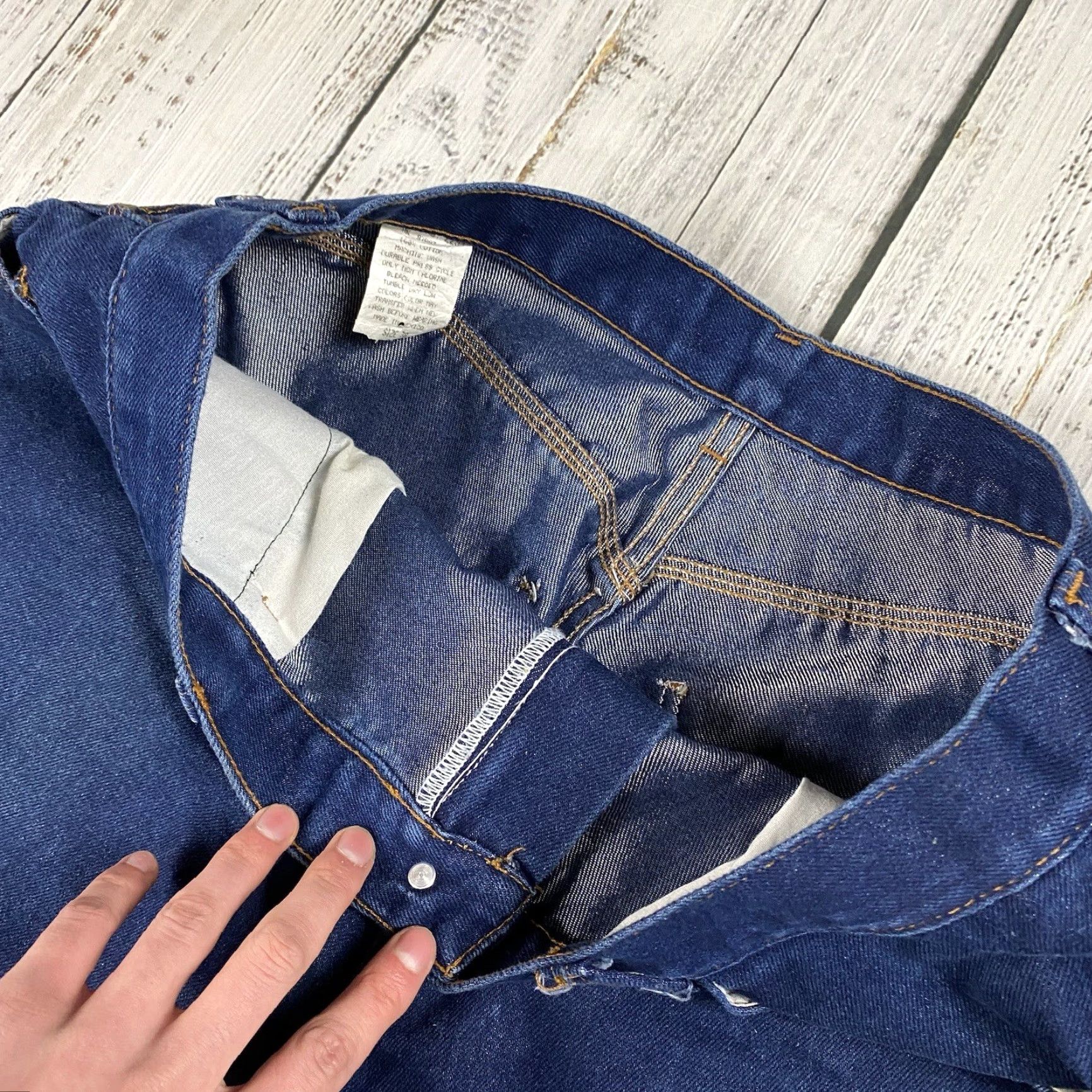 Vintage VINTAGE 90s HIP HOP CARPENTER PANTS Baggy Workwear Men’s 37x30 Dark Wash Blue Size US 37 - 5 Thumbnail