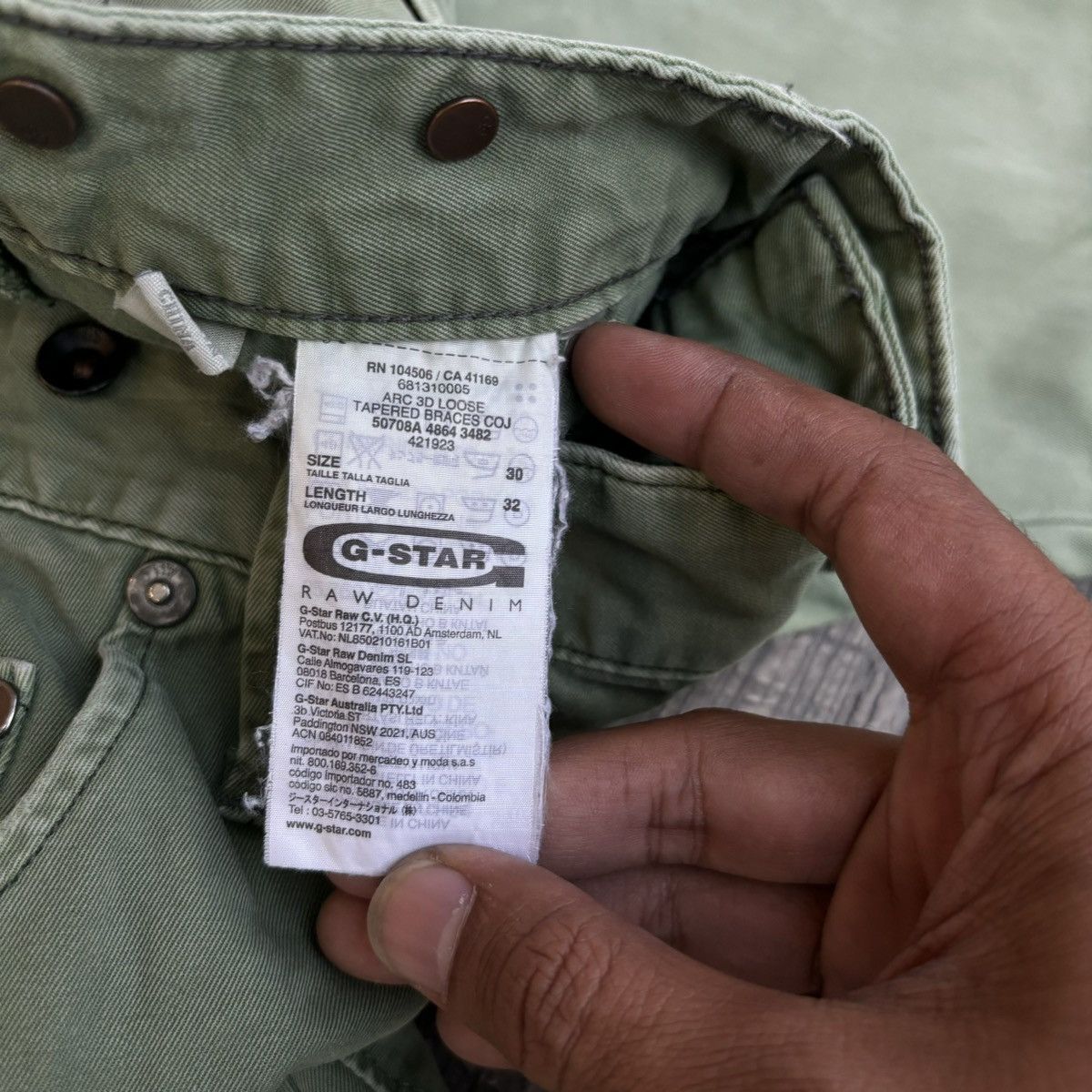G-Star G-STAR ARC 3D LOOSE TAPERED BRACES Sage Denim Relaxed Jeans Size US 30 / EU 46 - 6 Thumbnail