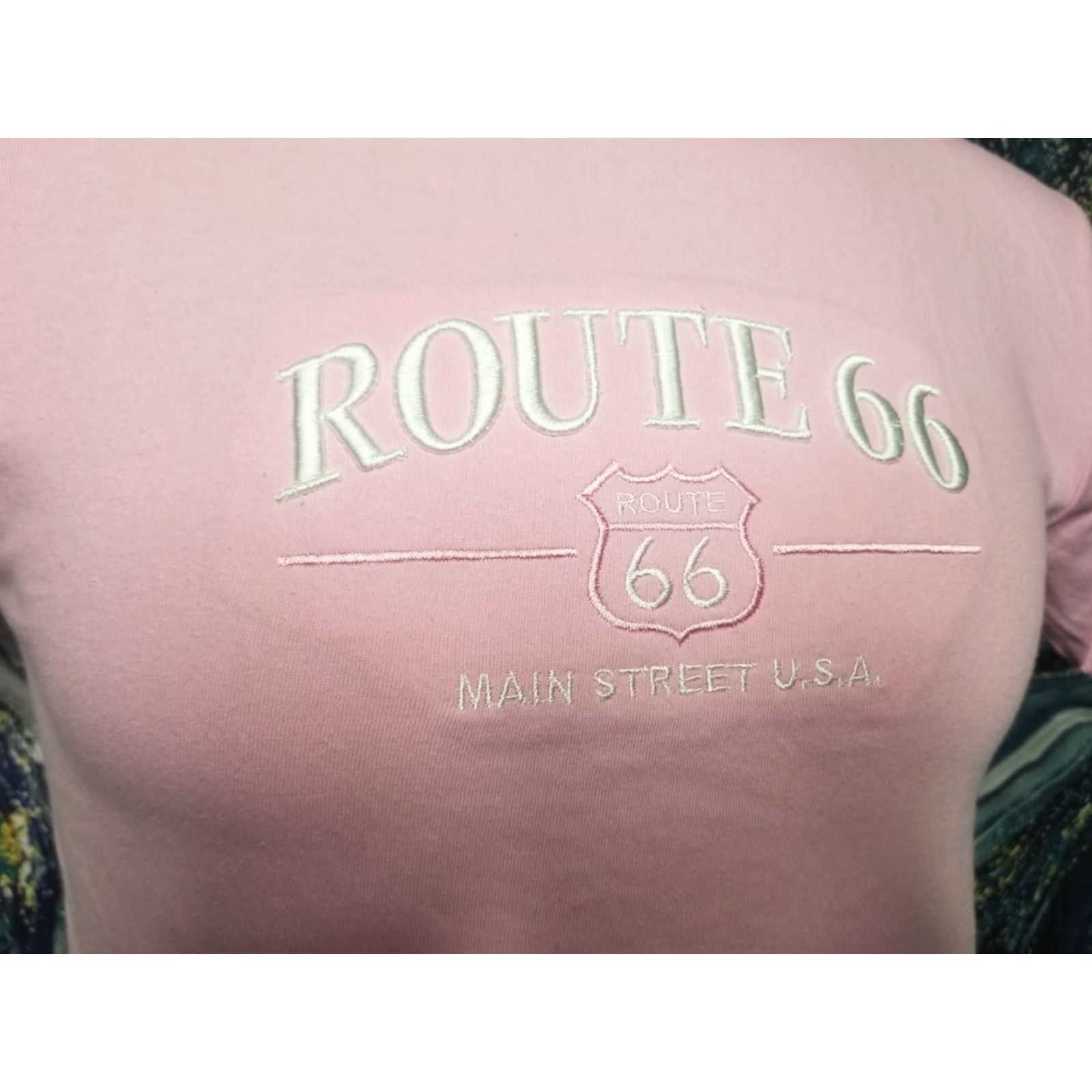 Etro VINTAGE Route 66 America's Highway Pink T Shirt Embroidered Mens S Tee - Route 66 Graphic Tee, Short Sleeve, Crew Neck, Cotton, Teemax Size US S / EU 44-46 / 1 - 3 Thumbnail
