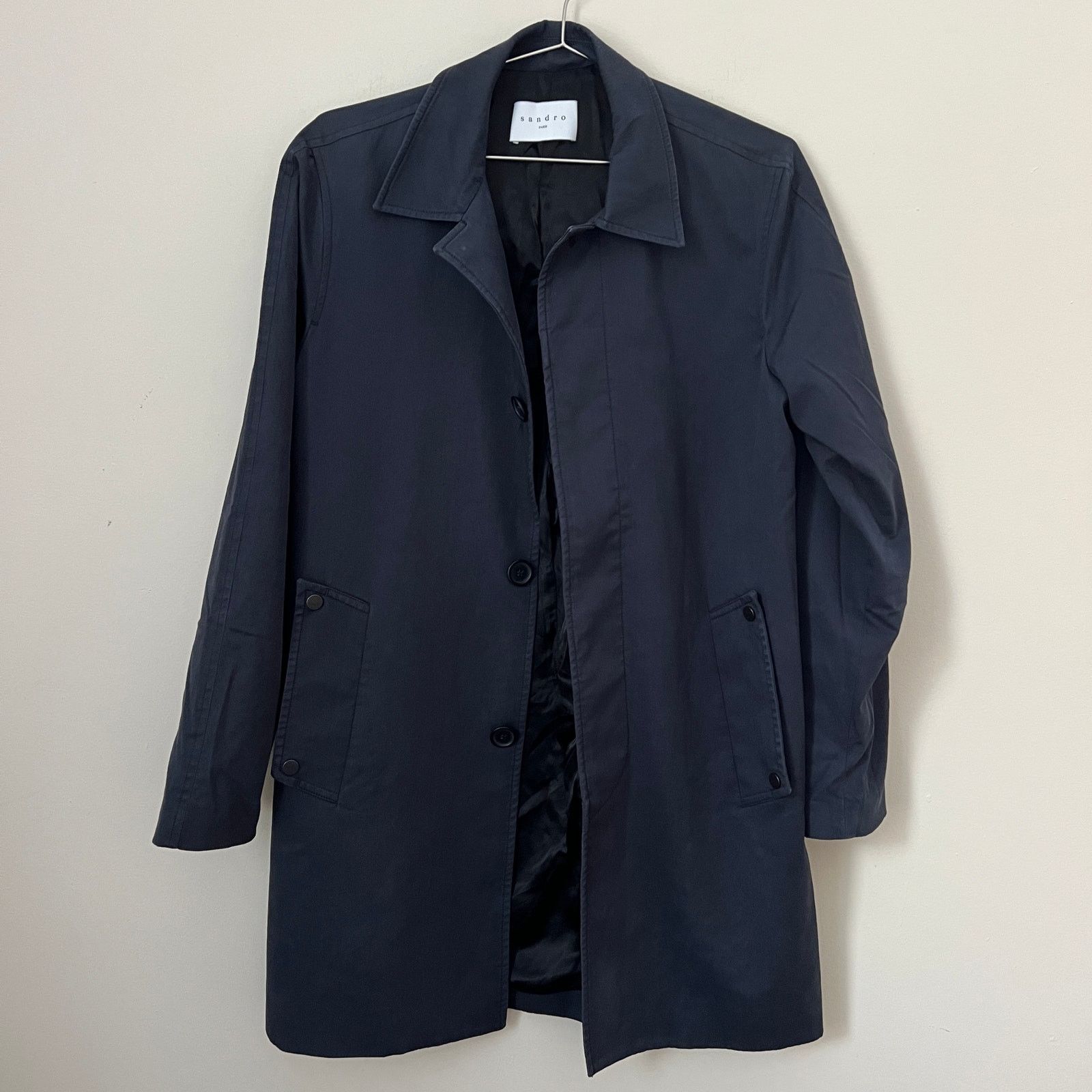 Sandro Sandro Men's Navy Blue Lightweight Trench Coat Size S Size US S / EU 44-46 / 1 - 2 Thumbnail