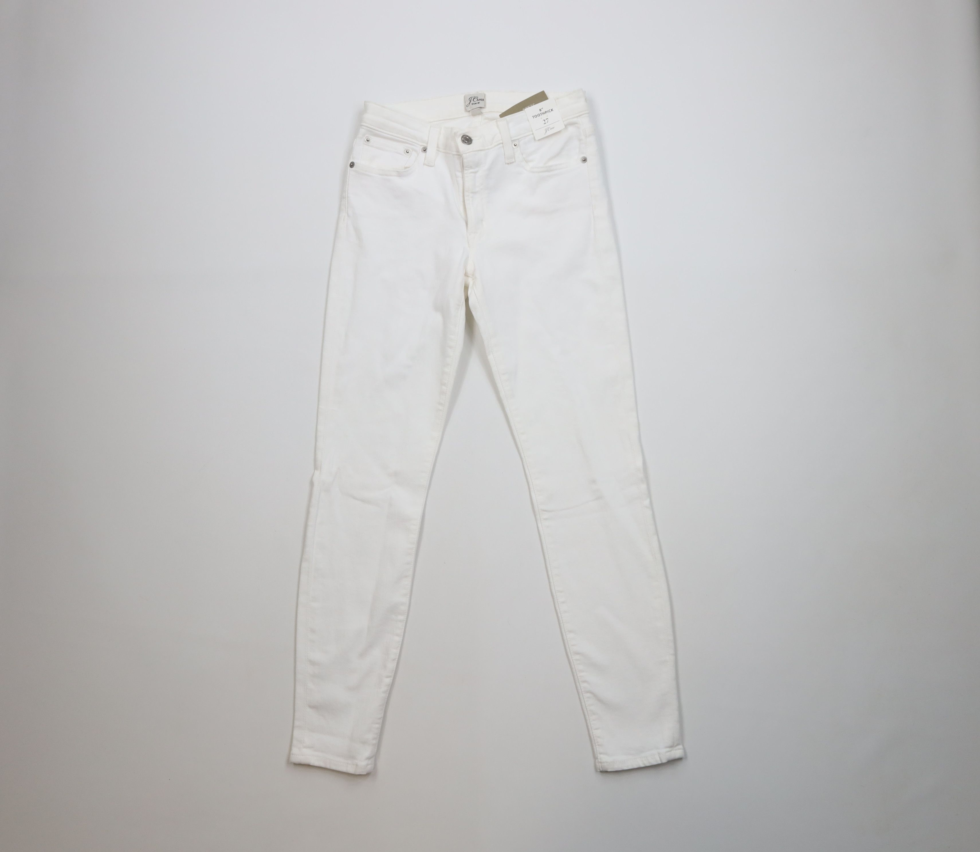 J.Crew New J Crew Stretch Toothpick Skinny Leg Denim Jeans White Size 27" / US 4 / IT 40 - 1 Thumbnail