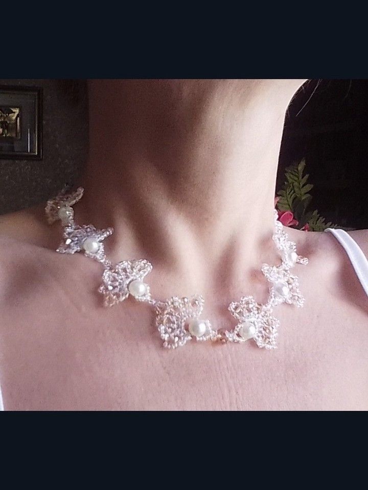 Handmade Necklace. Pearls, Crystal. Earrings. Handmade. Elegant Size ONE SIZE - 7 Thumbnail
