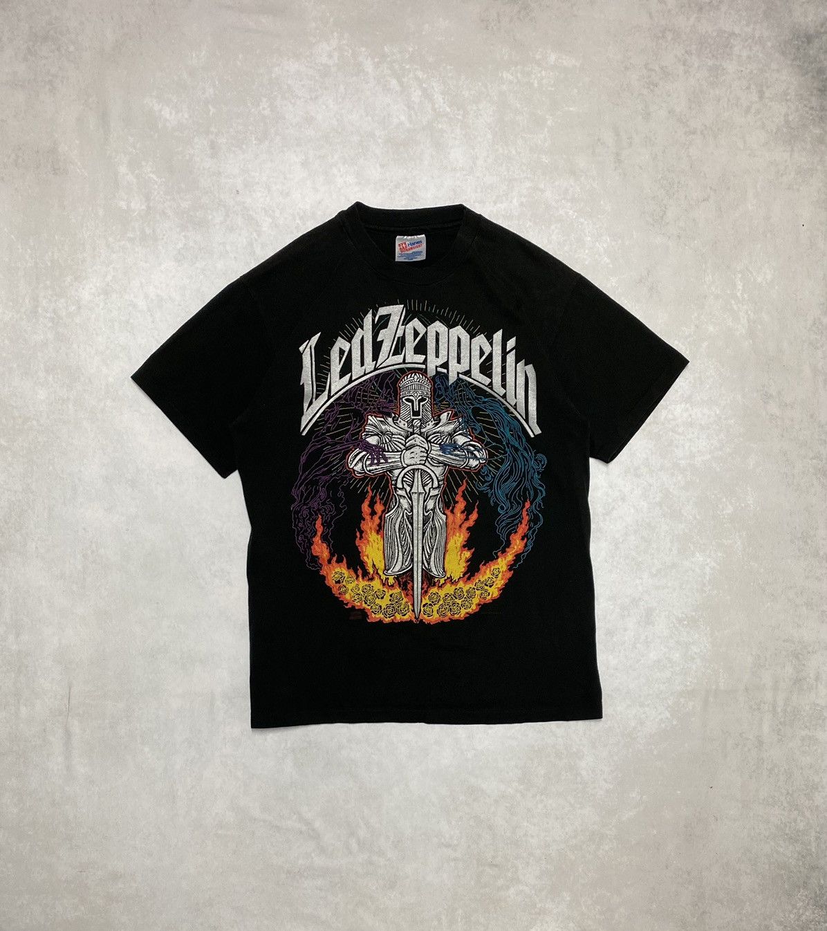 Led Zeppelin × Vintage Vintage 90’s Crazy Y2K Streetwear Led Zeppelin Knight Tee L Size US L / EU 52-54 / 3 - 1 Thumbnail