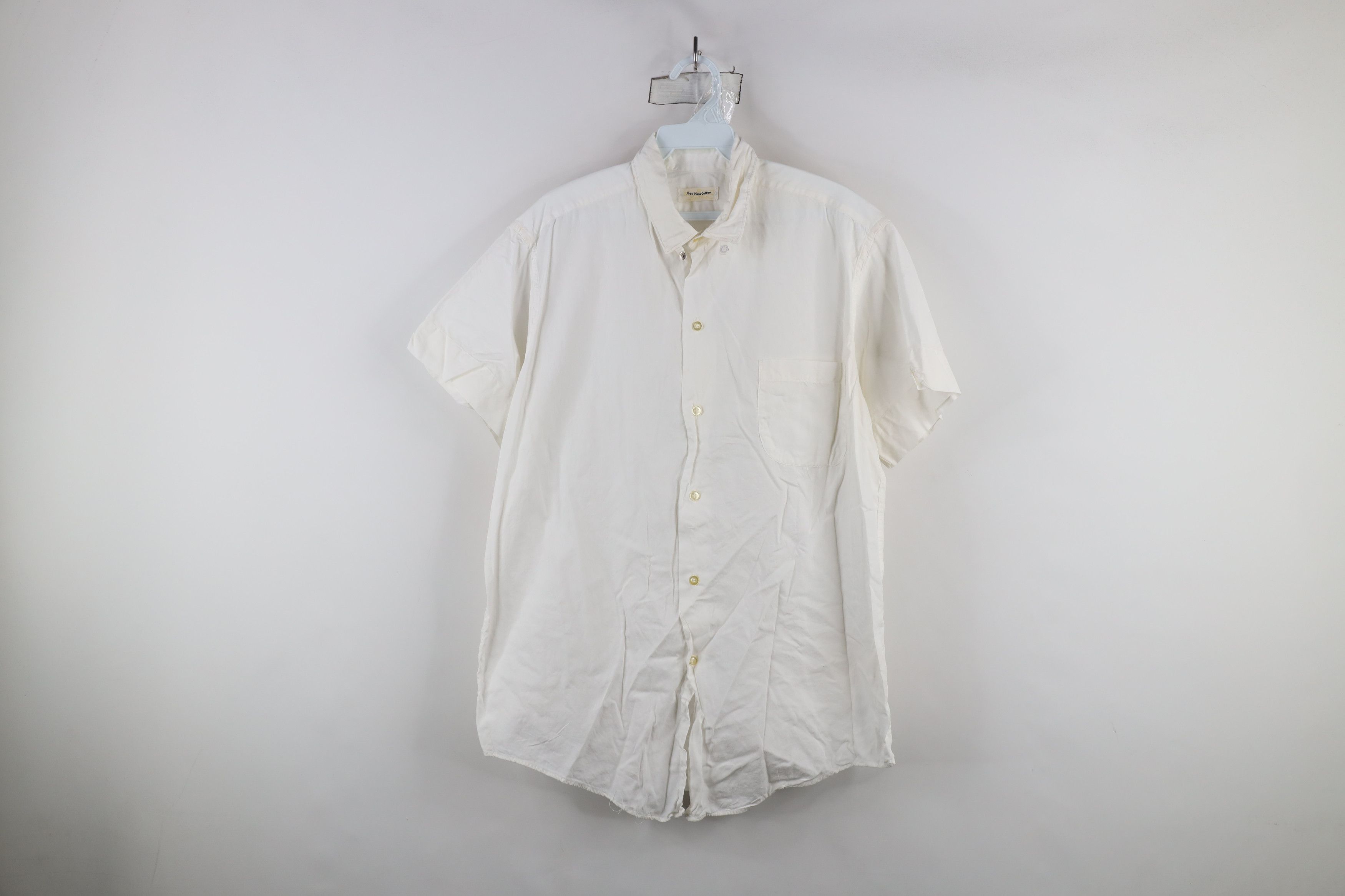Vintage Vintage 50s Streetwear Collar Pima Cotton Shirt White USA Size US L / EU 52-54 / 3 - 1 Thumbnail