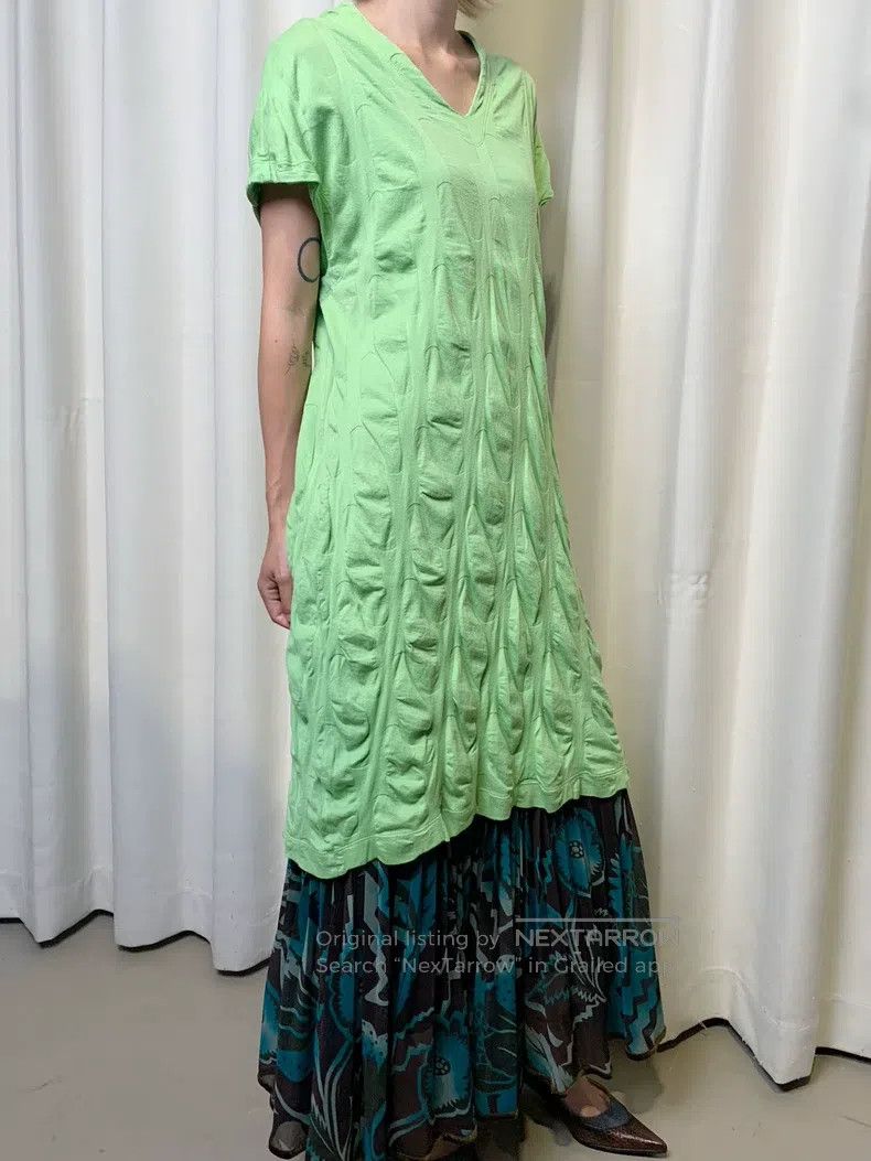 Issey Miyake Issey Miyake Vintage Mint Green Ruched Dress Size M / US 6-8 / IT 42-44 - 3 Thumbnail
