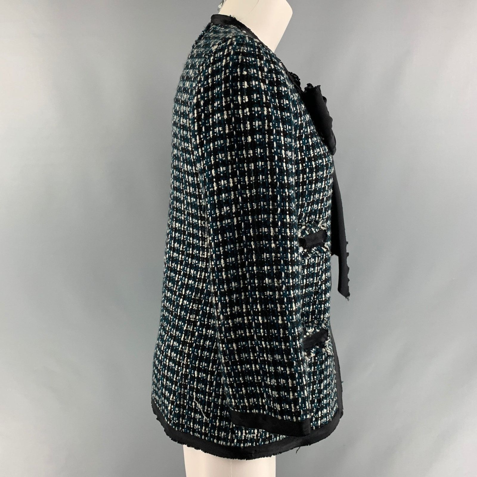 Marc Jacobs Size 2 Green Black White Boucle Textured Jacket Blazer Size XS / US 0-2 / IT 36-38 - 2 Thumbnail