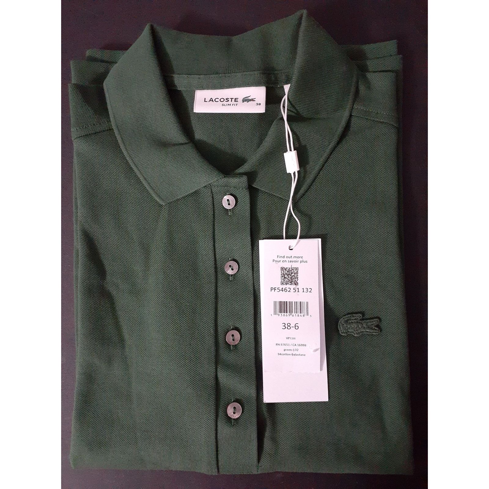 Lacoste Lacoste Women's Slim Fit Stretch Mini Pique Polo Green 6 Size M / US 6-8 / IT 42-44 - 2 Thumbnail