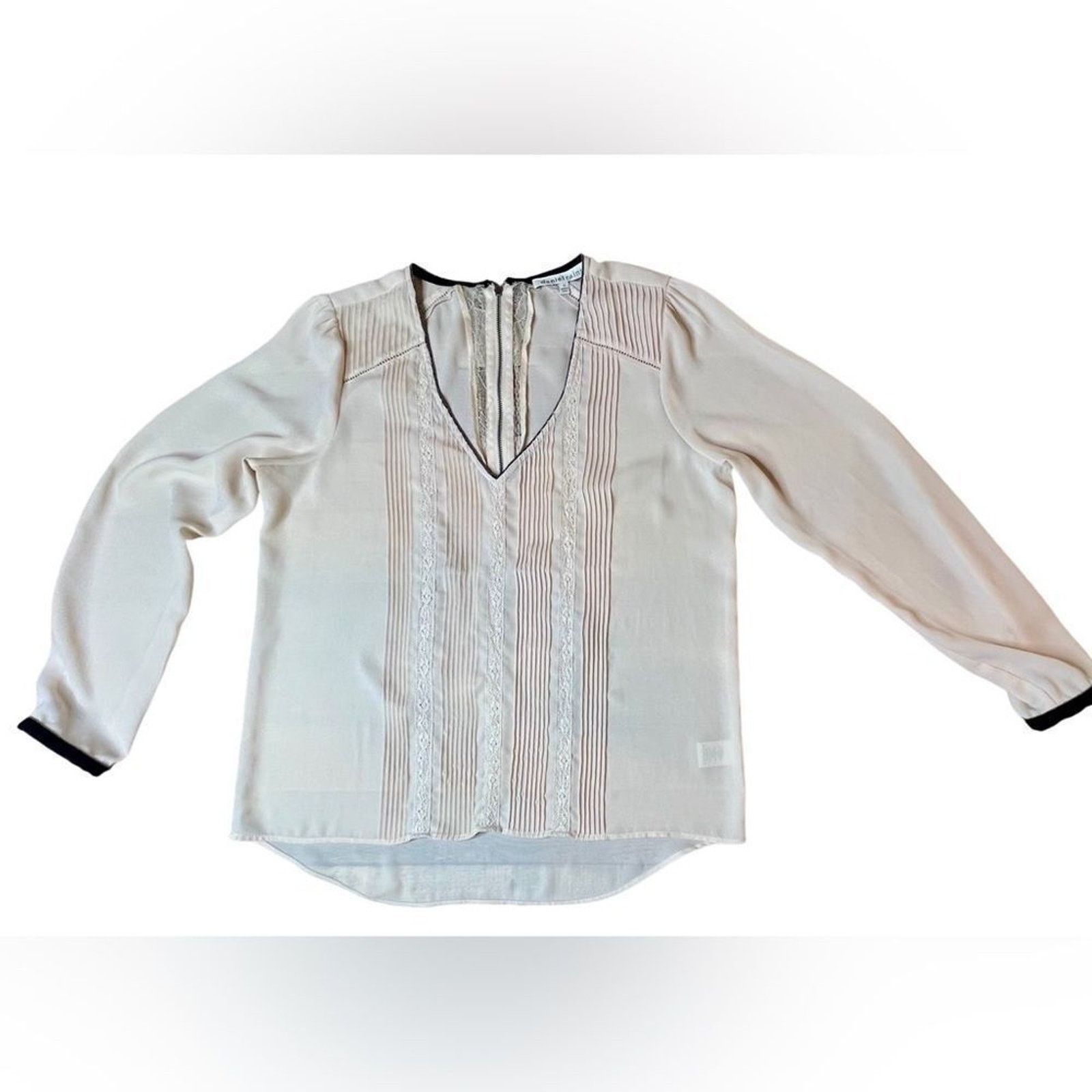 Other Daniel Rainn Sheer Pleated Cream Blouse MEDIUM Cottage Size M / US 6-8 / IT 42-44 - 3 Thumbnail