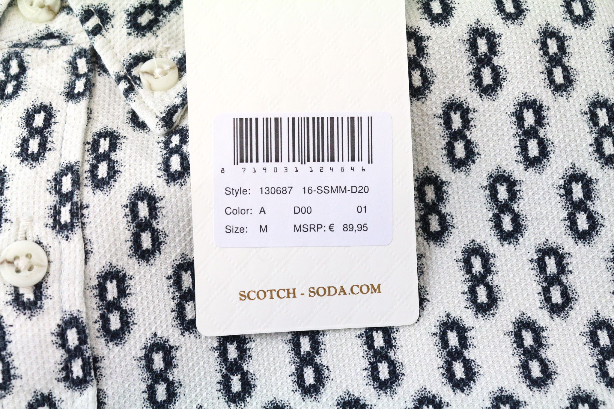 Scotch & Soda M Button-Down Navy Abstract Cotton Shirt 75874 Size US M / EU 48-50 / 2 - 5 Thumbnail