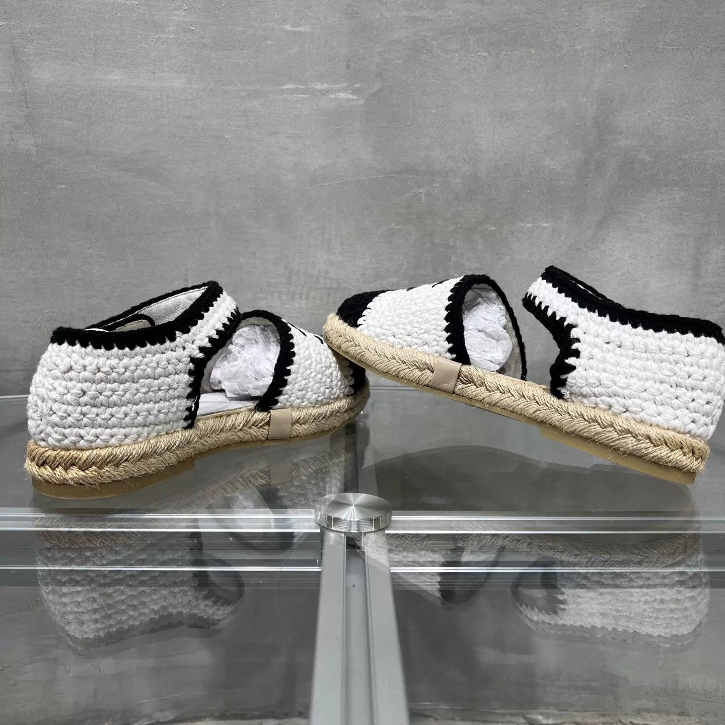 Chanel Chanel Black & White Panda Knit Fisherman Shoes Size 38 Size US 7.5 / IT 37.5 - 5 Thumbnail