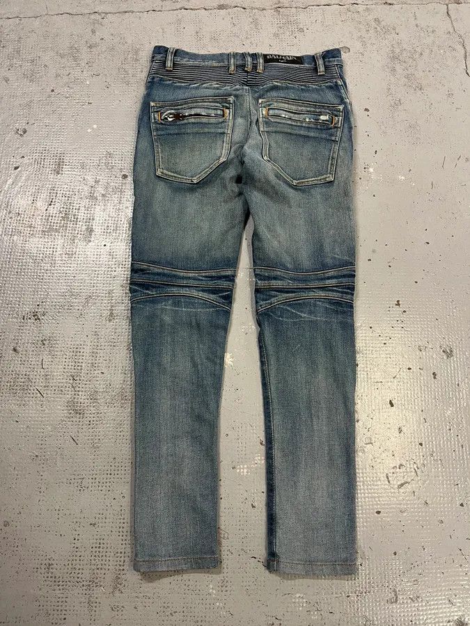 Balmain 2010s Balmain Blue Biker Denim Jeans Size US 30 / EU 46 - 7 Thumbnail