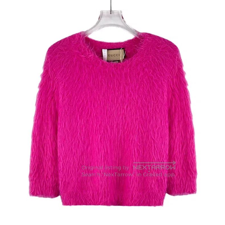 Gucci Gucci Rose-pink double G embroidered wool round-neck long- Size M / US 6-8 / IT 42-44 - 1 Thumbnail