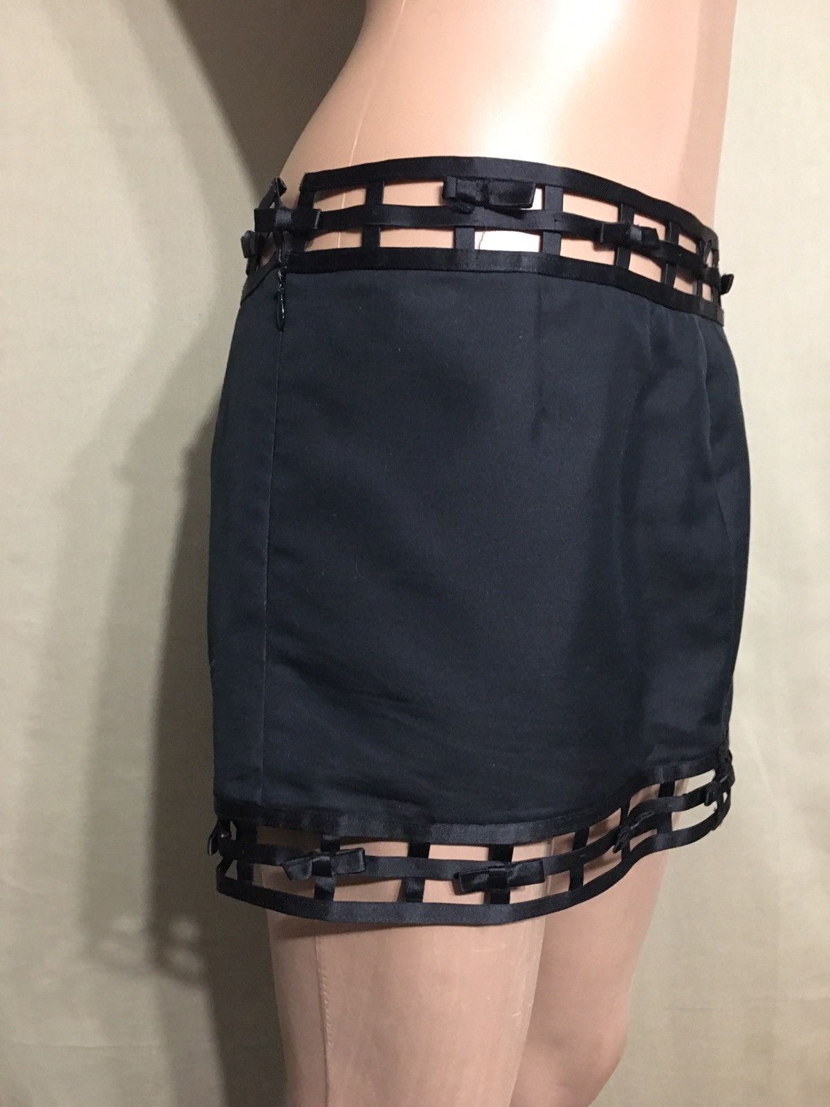 Dsquared2 Dsquared2 Black Cotton Silk Mini Skirt EU 44 Size 30" / US 8 / IT 44 - 3 Thumbnail