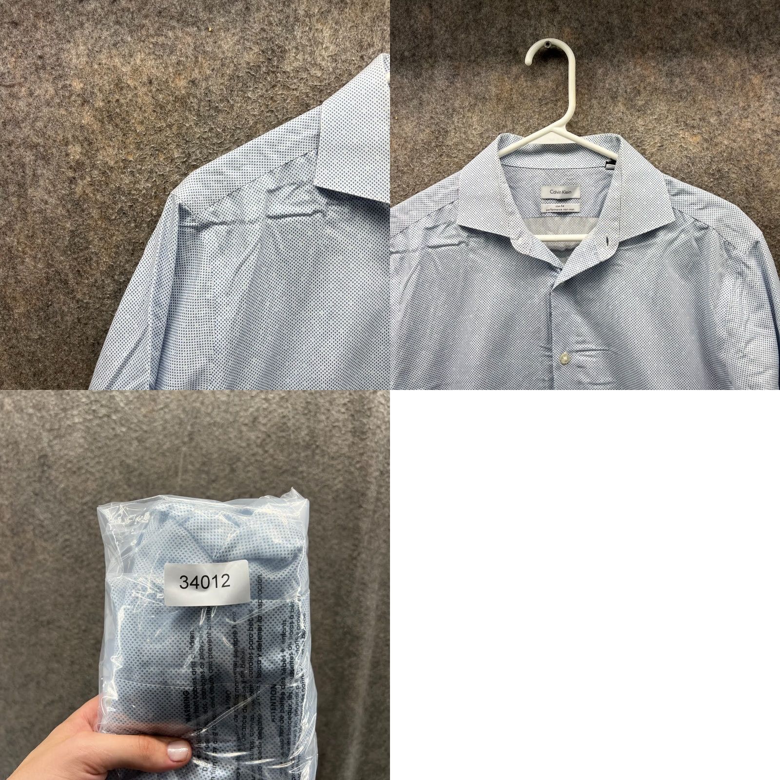 Calvin Klein Calvin Klein Shirt Mens Large Blue Button Down Slim Performance Arrow Print Shirt Size US L / EU 52-54 / 3 - 8 Thumbnail