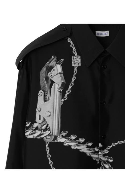 Burberry Prorsum Knight Hardware-print Silk Shirt Size US XL / EU 56 / 4 - 2 Thumbnail
