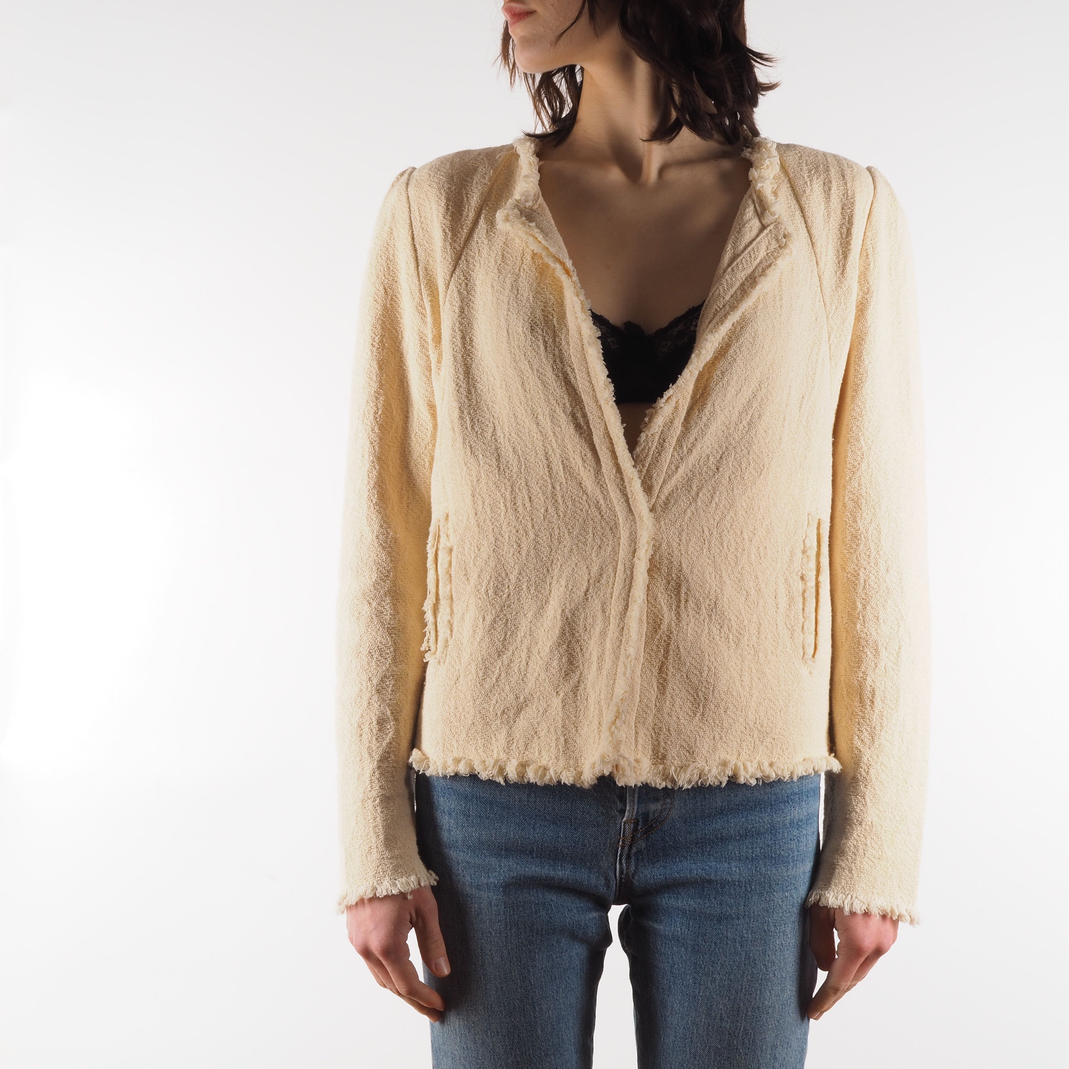 Iro IRO Rosia Tweed Knit Cotton Beige Ivory Jacket Blazer Size M / US 6-8 / IT 42-44 - 2 Thumbnail
