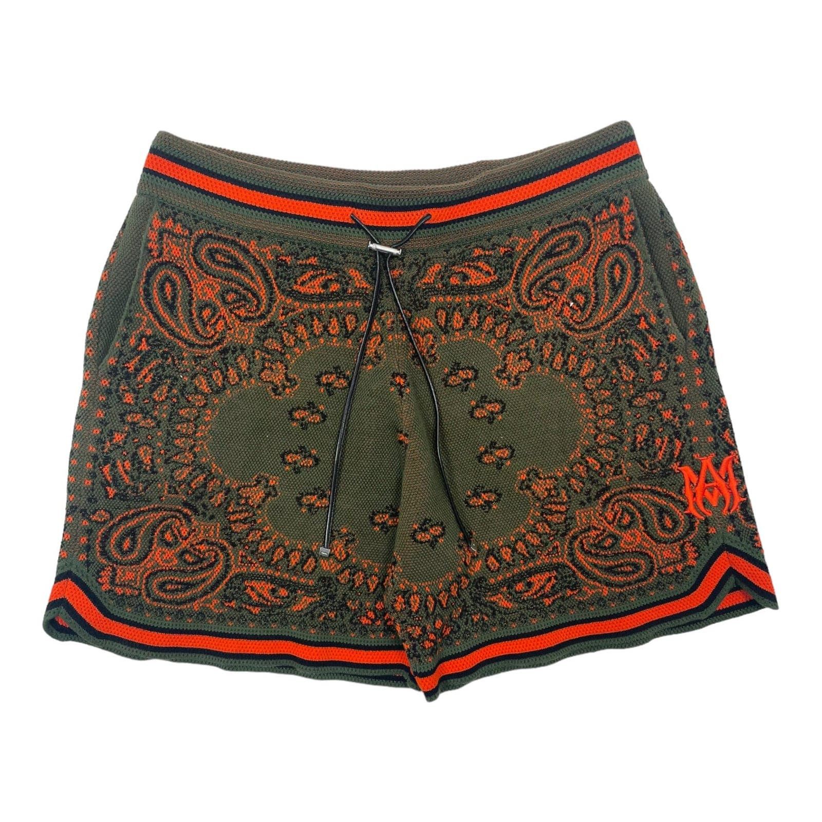 image of Amiri Bandana B-Ball Shorts Khaki Orange, Men's (Size 36)