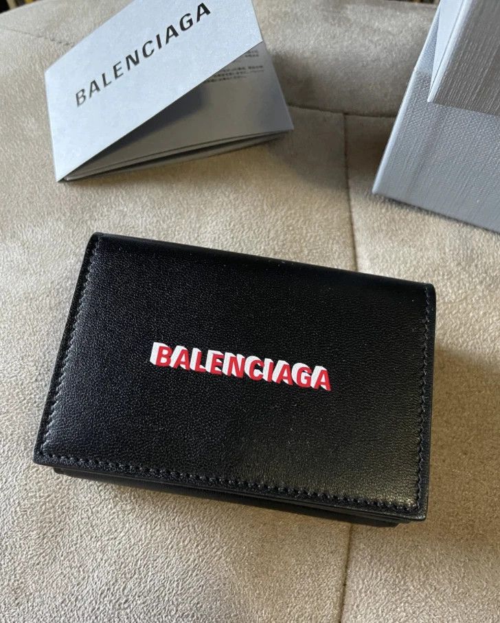 Balenciaga Balenciaga DOUBLE LOGO PRINT LEATHER MINI WALLET Black Size ONE SIZE - 10 Thumbnail