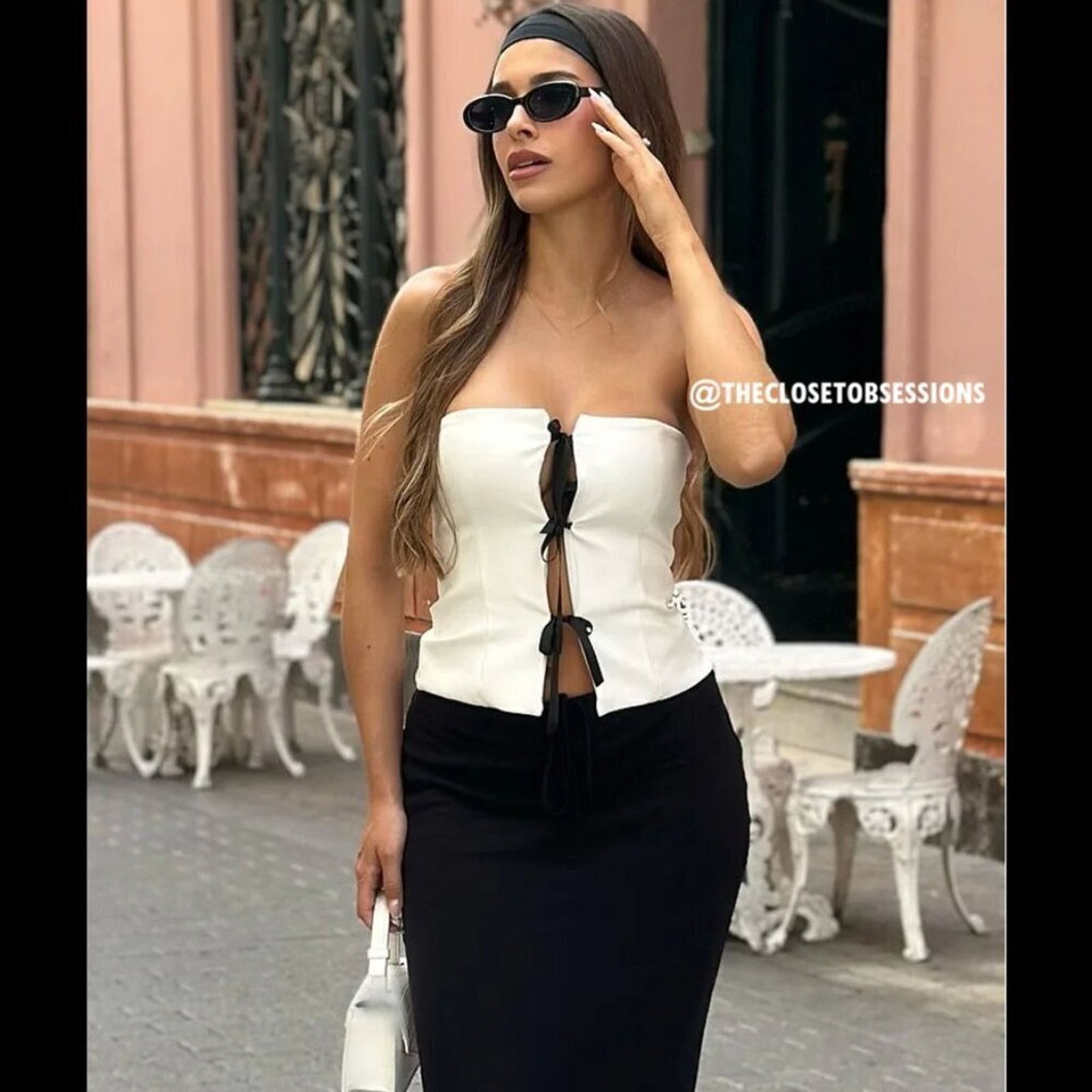 Zara ZARA BLOGGER FAVE!!! Corset-Style Top with Contrast Ties Size L / US 10 / IT 46 - 11 Thumbnail