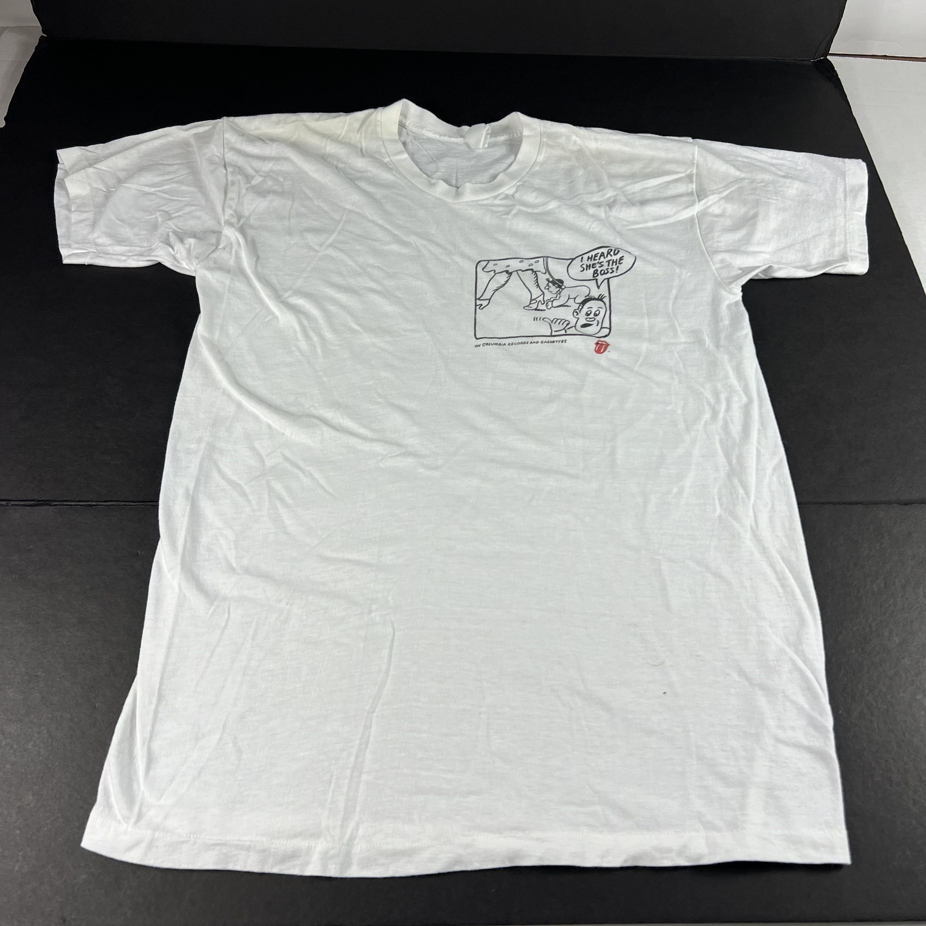 Vintage VTG 80s Mick Jagger She's The Boss Dingy Single Stitch Tee Size US S / EU 44-46 / 1 - 1 Thumbnail