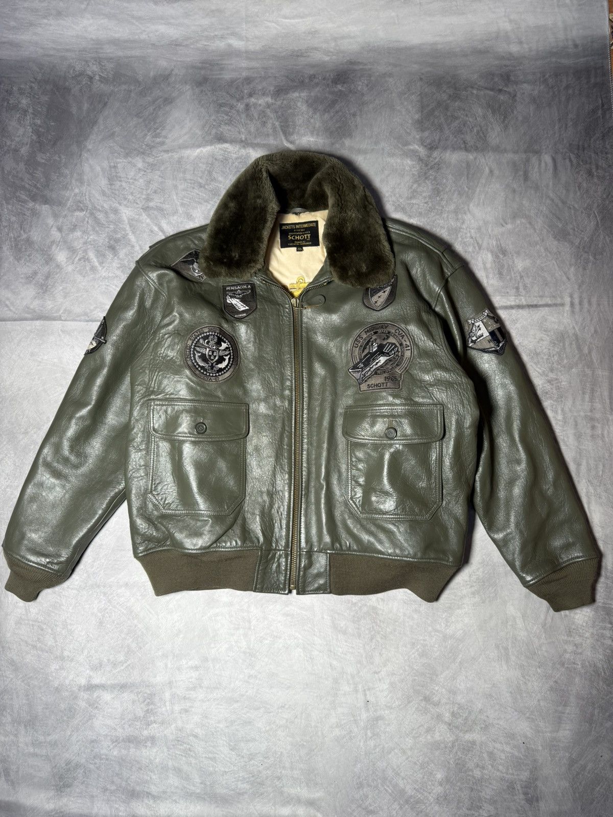 Schott × Vintage SCHOTT NYC G-1, US NAVY LEATHER BOMBER JACKET Size US XXL / EU 58 / 5 - 1 Thumbnail