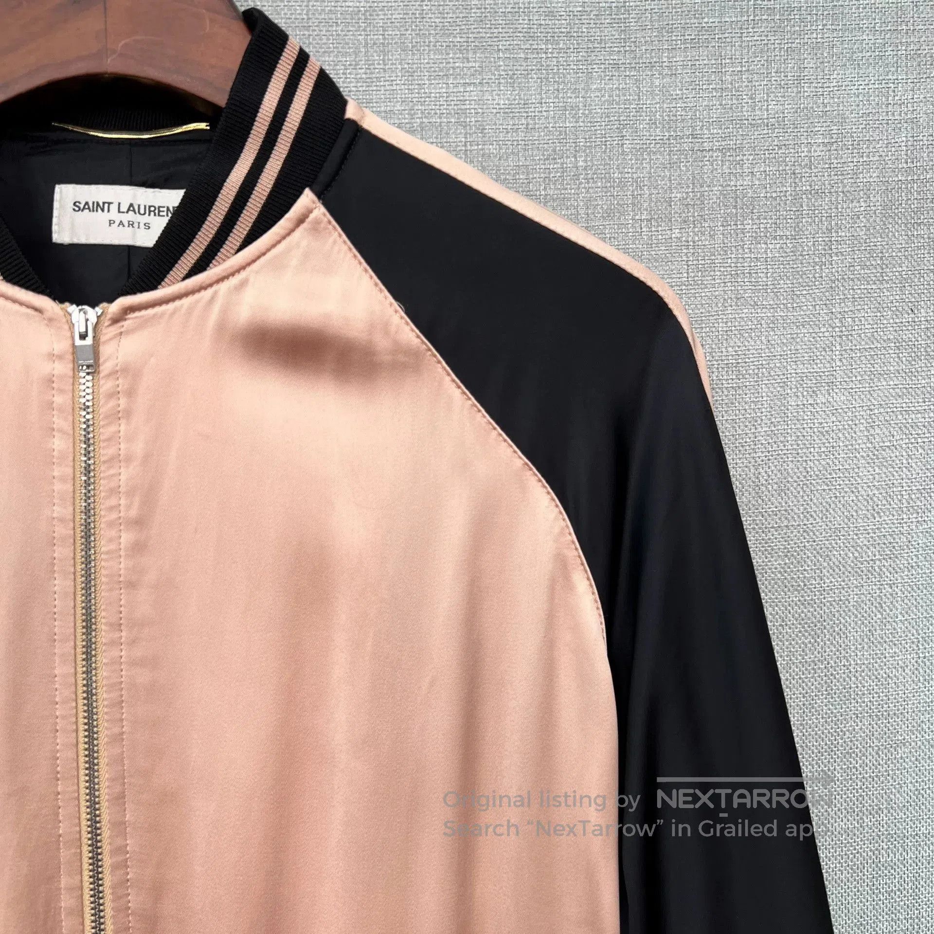Saint Laurent Paris Saint Laurent Black Pink Silk Baseball Jacket. Size XXS / US 00 / IT 34 - 3 Thumbnail