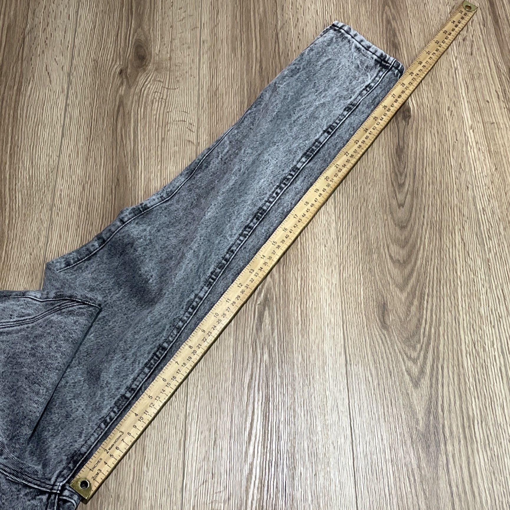 Lee VINTAGE Lee Black Acid Wash Jeans 80s High Rise Tapered Juniors 5 Long Size 27" / US 4 / IT 40 - 6 Thumbnail