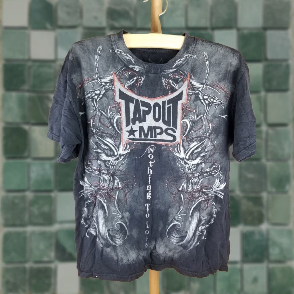 Tapout VINTAGE TAP OUT Y2K T-SHIRT GRUNGE MMA FIGHT SKULLS BLACK COTTON SZ LARGE MENS Size US L / EU 52-54 / 3 - 1 Thumbnail