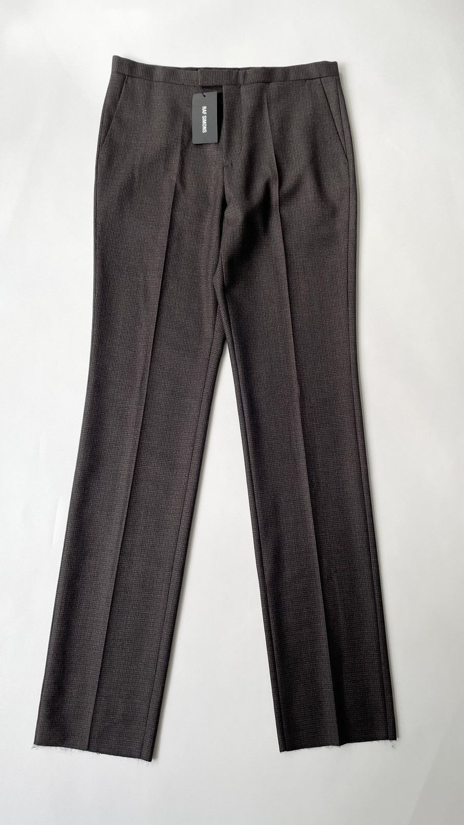 Image of Raf Simons S/s 19 Brown Check Wool Trousers in Black/Brown, Men's (Size 36)