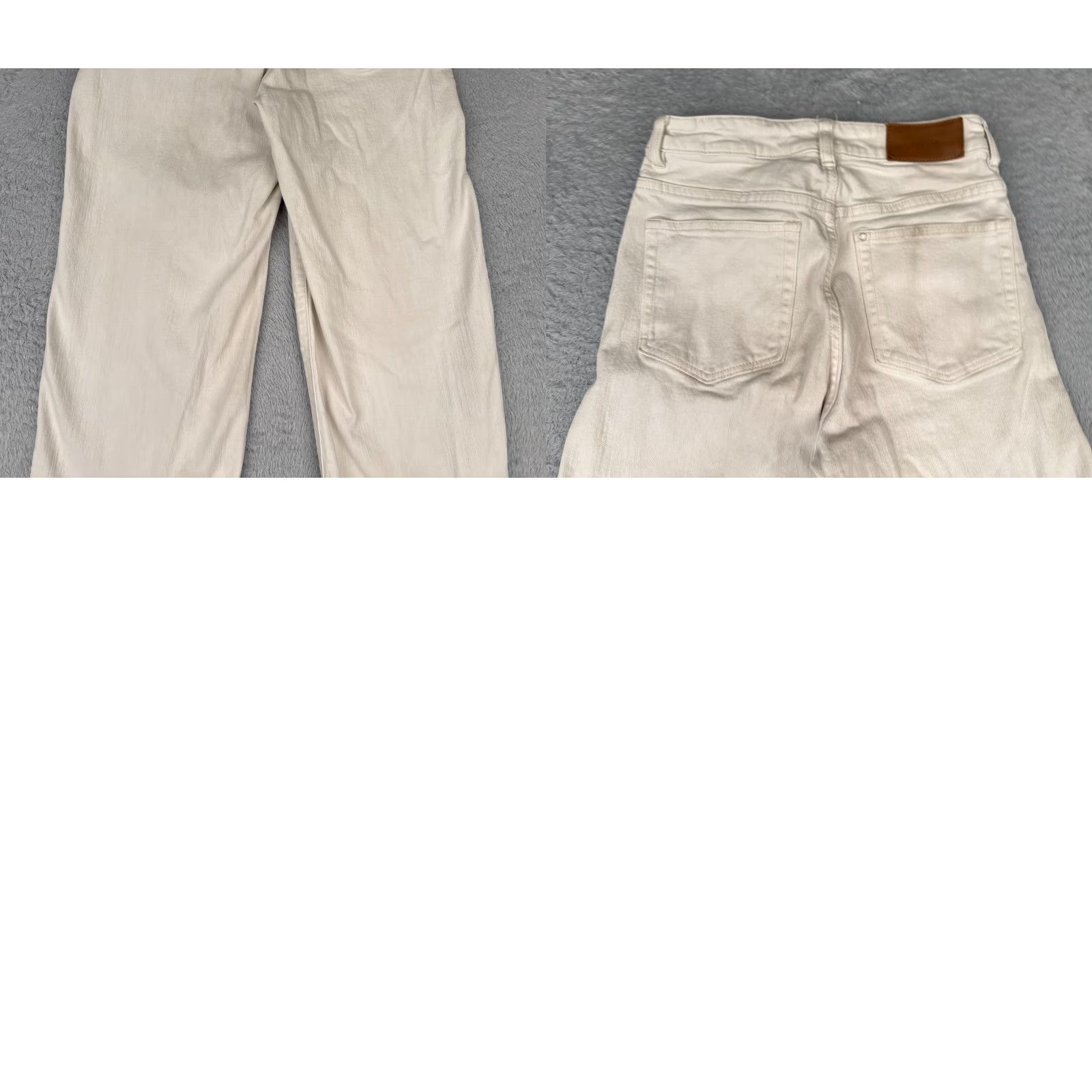 Denime &Denim Jeans Womens White High Rise Wide Leg Cotton Blend 27 Regular 26x25 Distressed, Raw Hem, Logo, Embroidered 5-Pocket Denim Vintage No Mens? Size 27" / US 4 / IT 40 - 10 Thumbnail