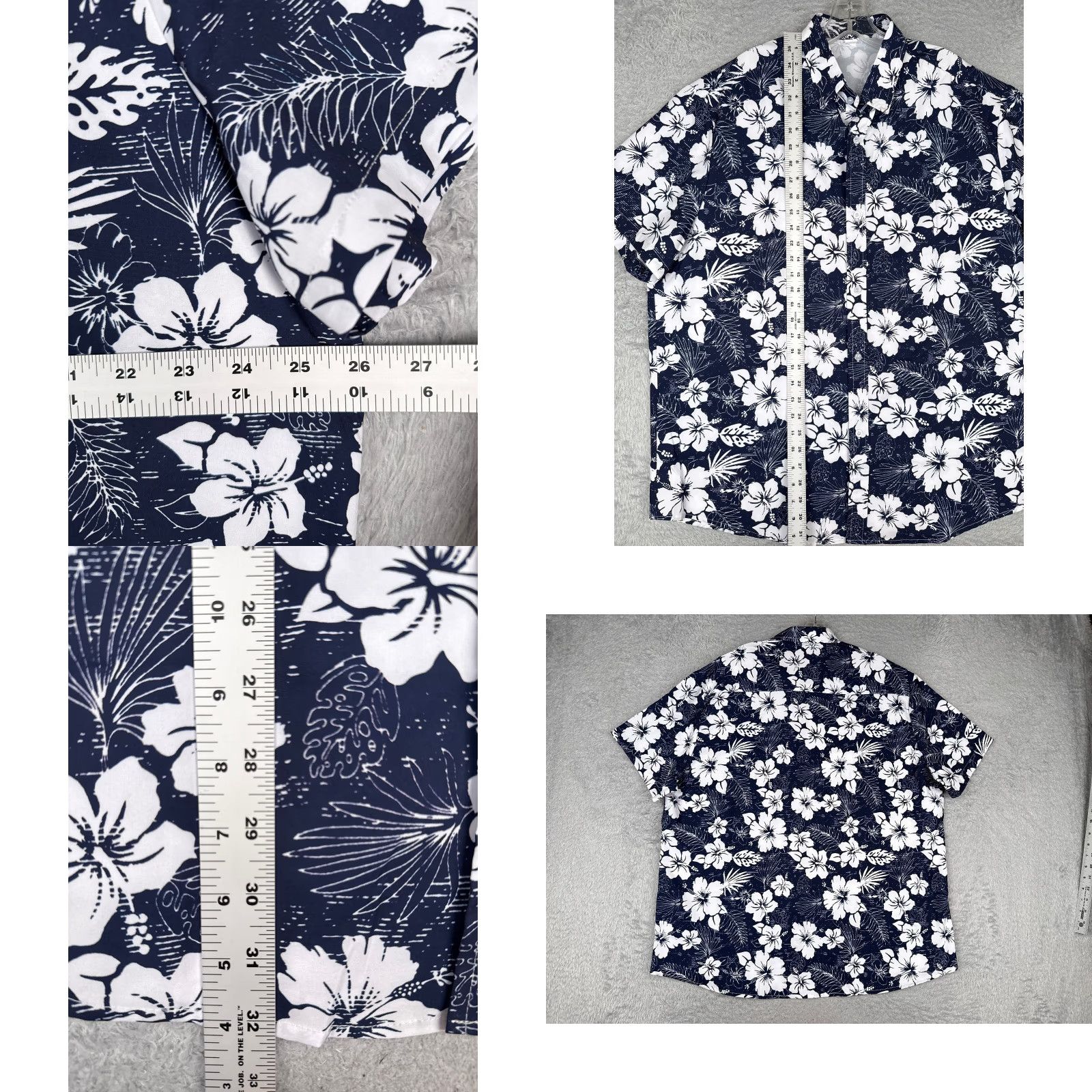 Vintage Hawaiian Shirt Men 2XL Blue White Floral Palm Leaf Button-Up Beach Polyester Size US XXL / EU 58 / 5 - 8 Thumbnail