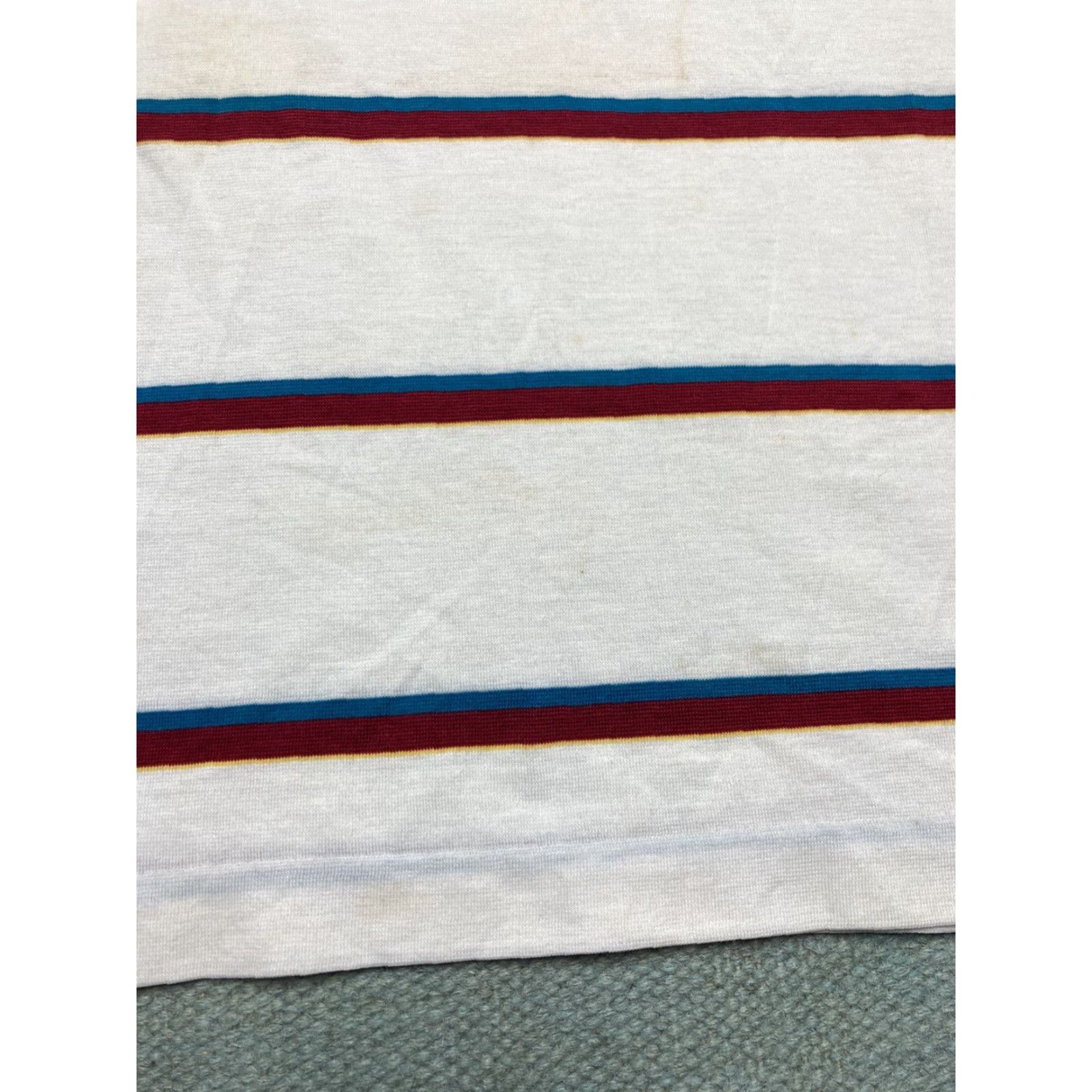Vintage VINTAGE 1980’s striped polo shirt cotton poly blend teal maroon white Small Polo Men S White Striped 1980s Vintage Shirt Size US S / EU 44-46 / 1 - 2 Thumbnail