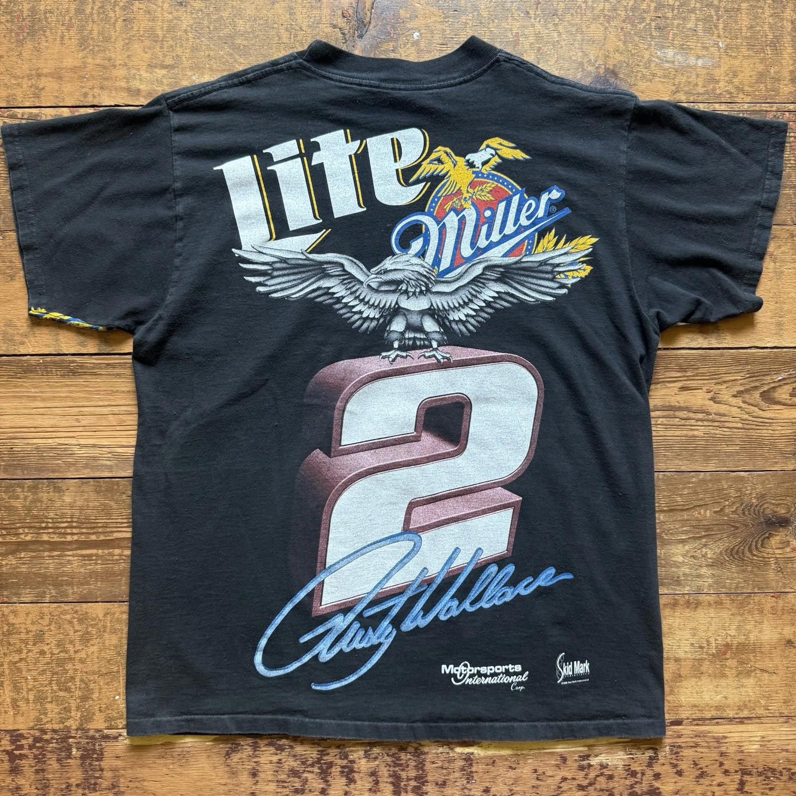 NASCAR Vintage 1996 Rusty Wallace Miller Lite Nascar Racing T Shirt Size ONE SIZE - 2 Thumbnail