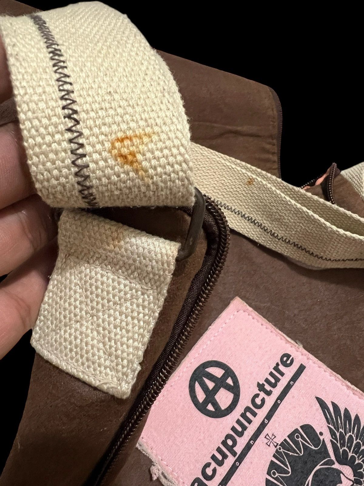 Acupuncture × If Six Was Nine × Le Grande Bleu (L.G.B.) Acupuncture anarchy brown suede mini sling bag Size ONE SIZE - 4 Thumbnail