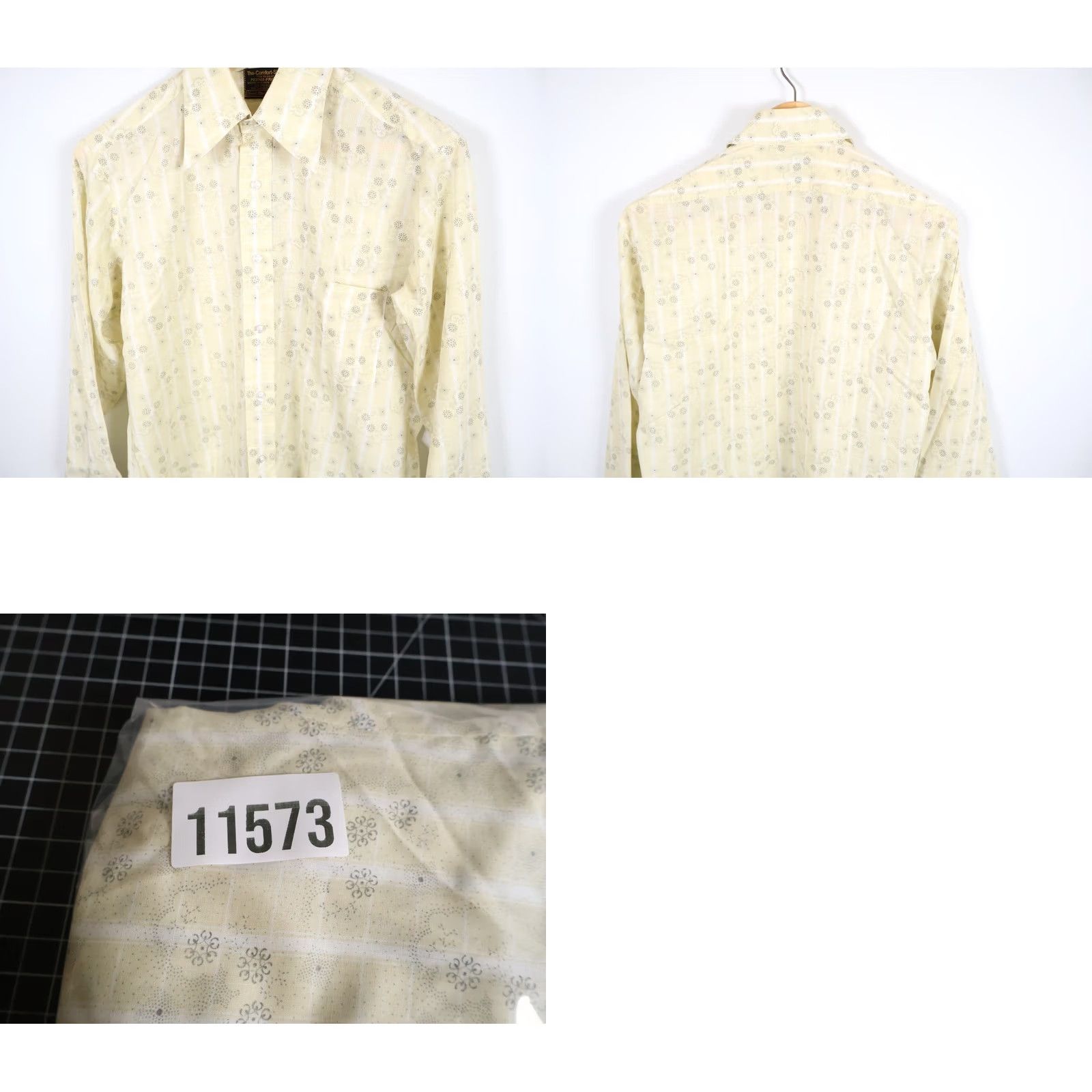 Sears Vintage Sears shirt Geometric Pattern Button-Up Collared Long Sleeve Medium Mens Pale Yellow Black 70s Style Shirt Size US M / EU 48-50 / 2 - 9 Thumbnail