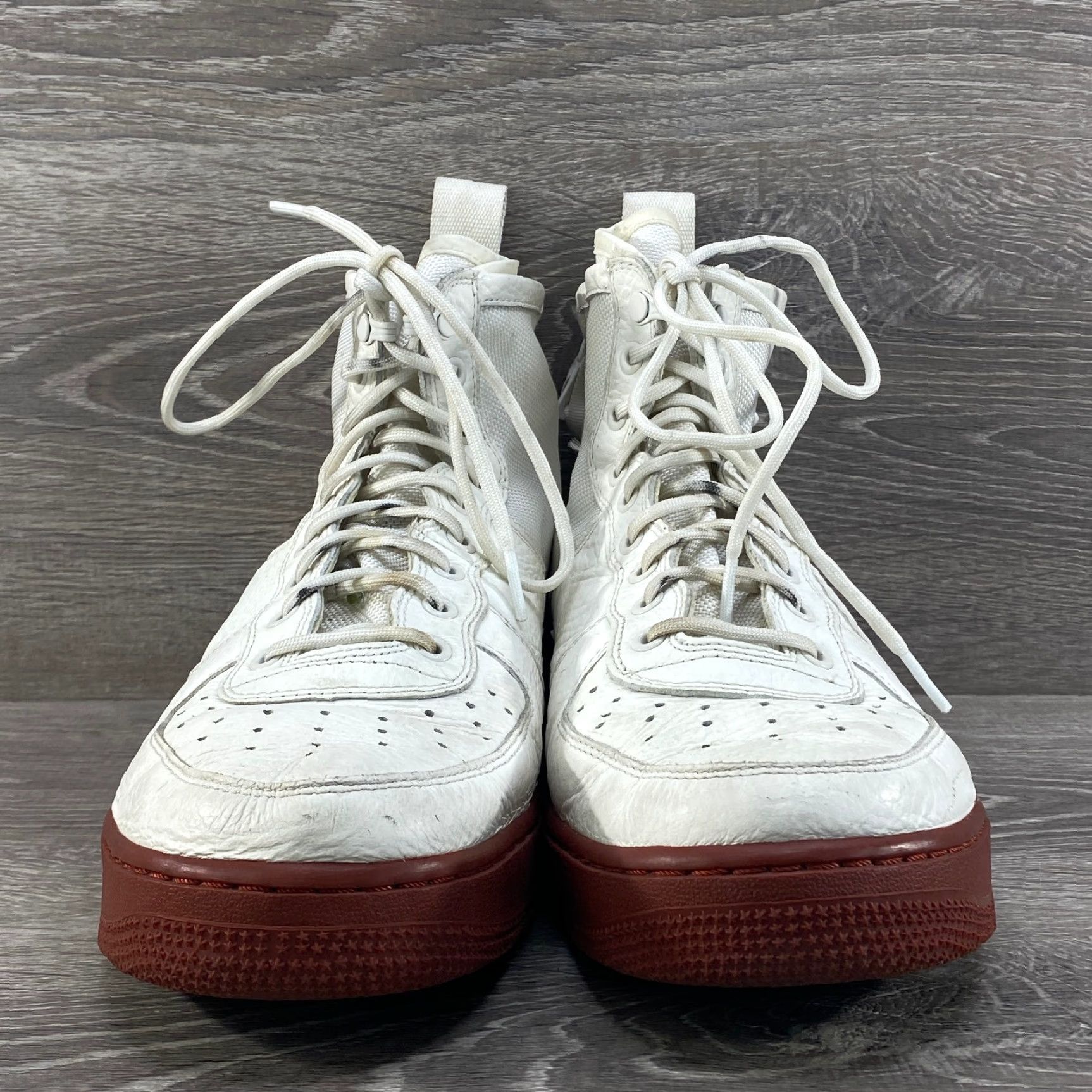 Nike Nike SF Air Force 1 Mens Mid 12 Ivory White Leather Canvas Red Mars White Boot Shoe Size US 11 / EU 44 - 4 Thumbnail