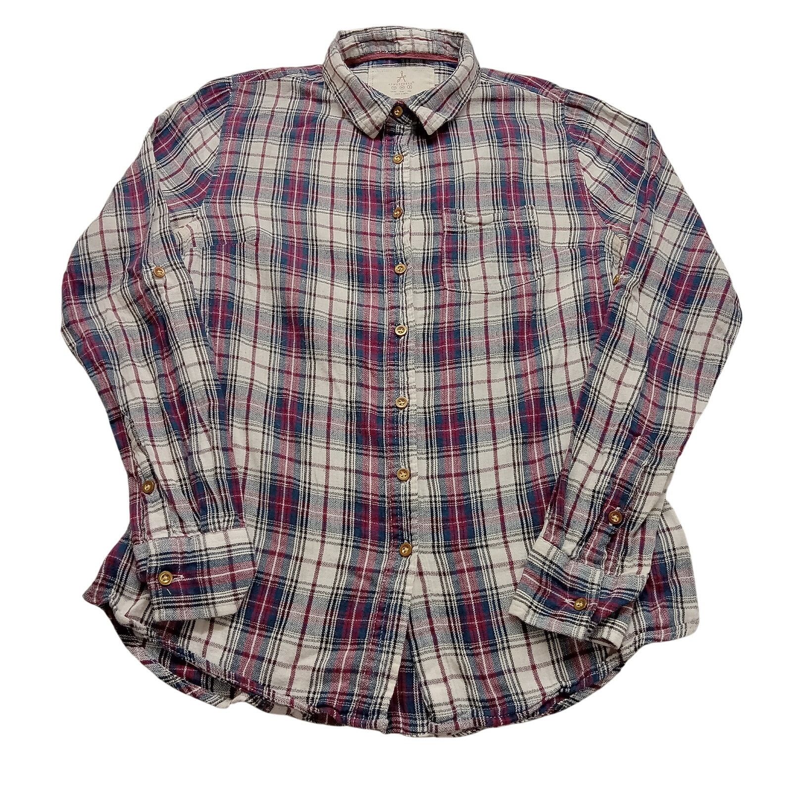 & Other Stories Atmosphere Shirt 6 Women's Roll Tab Sleeve Plaid Cotton Size S / US 4 / IT 40 - 1 Thumbnail