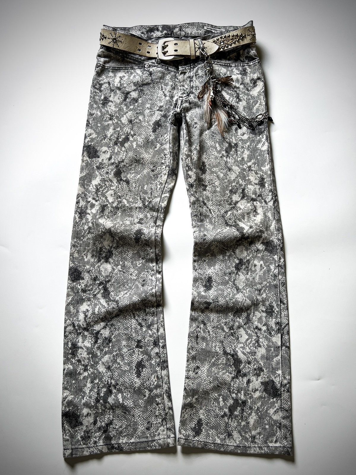 semanticdesign Semantic Design Snakeskin Print Bootcut Jeans Y2K J-Rock Size US 32 / EU 48 - 1 Thumbnail