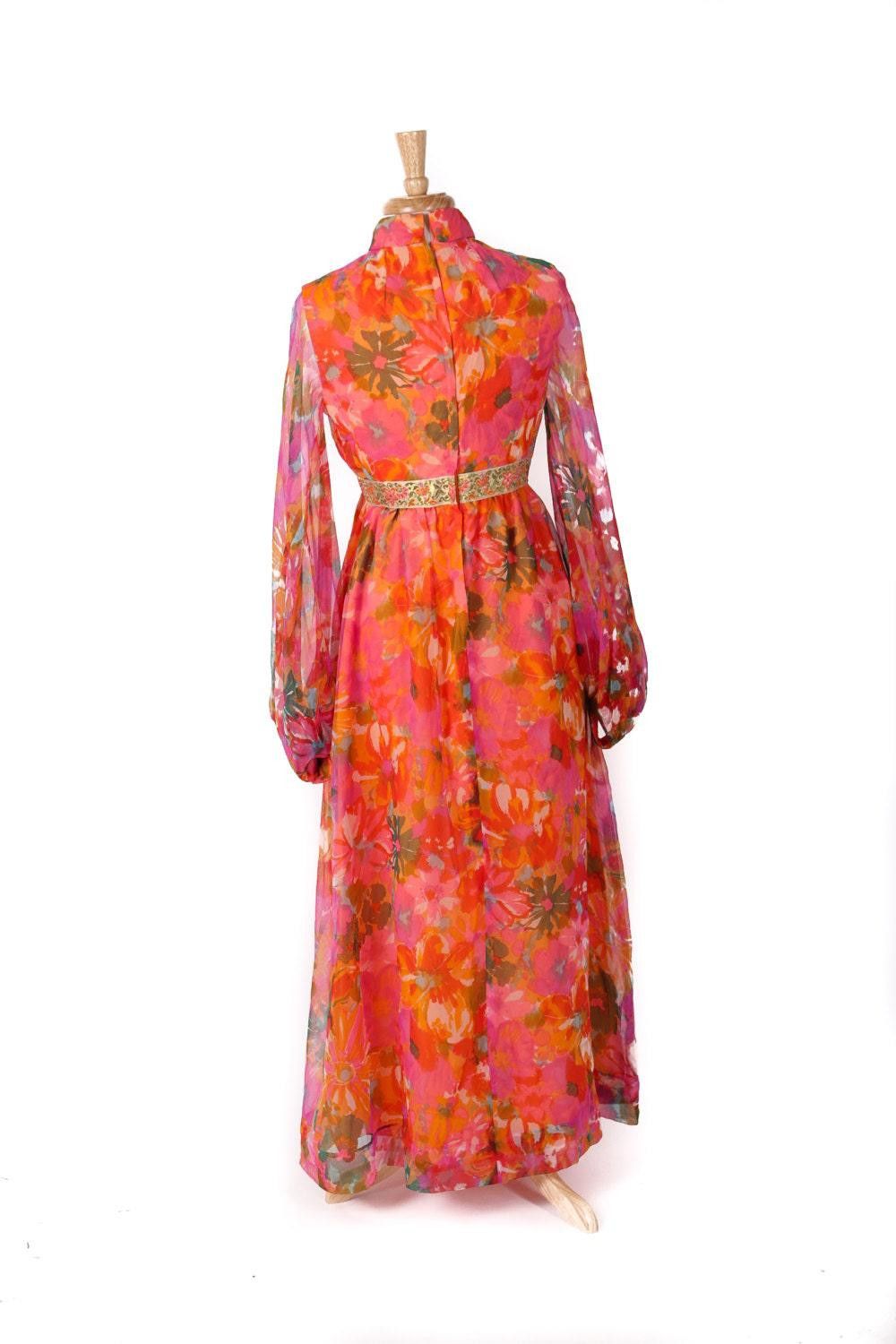 Designer 60s Psychedelic Goddess Dress by Futura NY Couture Gorgeous Size M / US 6-8 / IT 42-44 - 4 Thumbnail