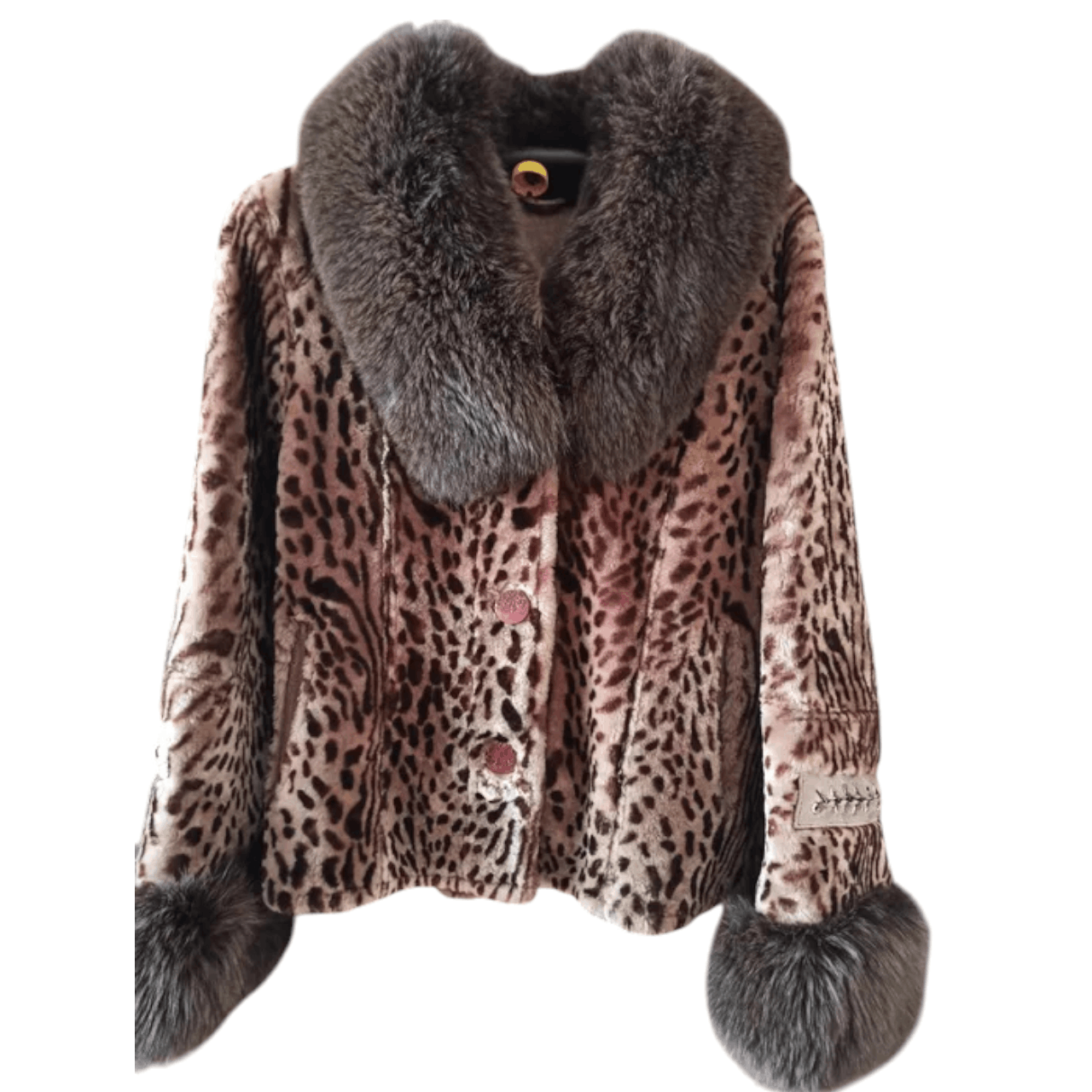 Other Leopard natural fur mouton coat sz M women's sheepskin coat Size M / US 6-8 / IT 42-44 - 1 Thumbnail