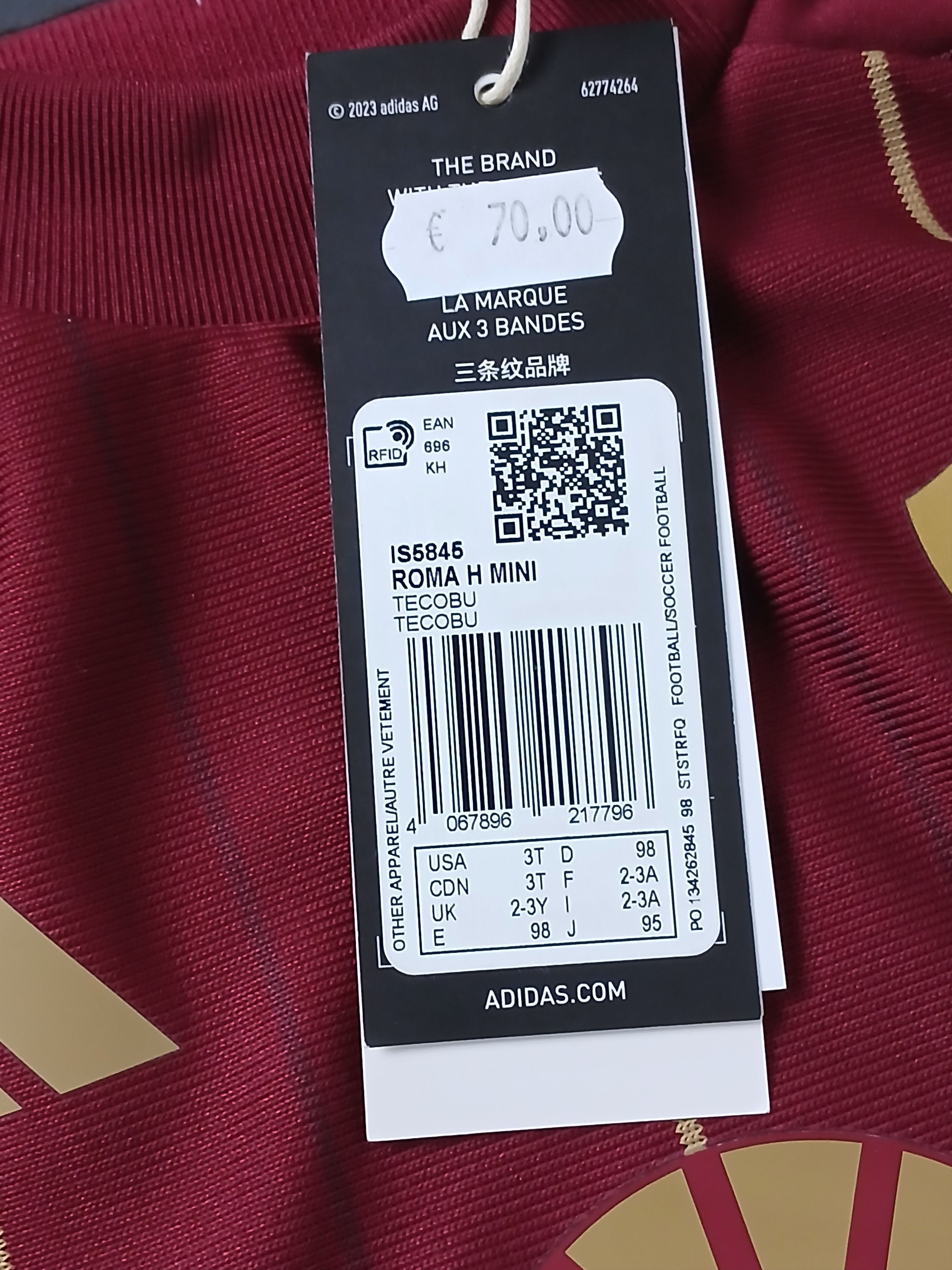 Adidas New KIDS AS Roma 24/25 Home Football Kit Size US XXS / EU 40 - 8 Thumbnail