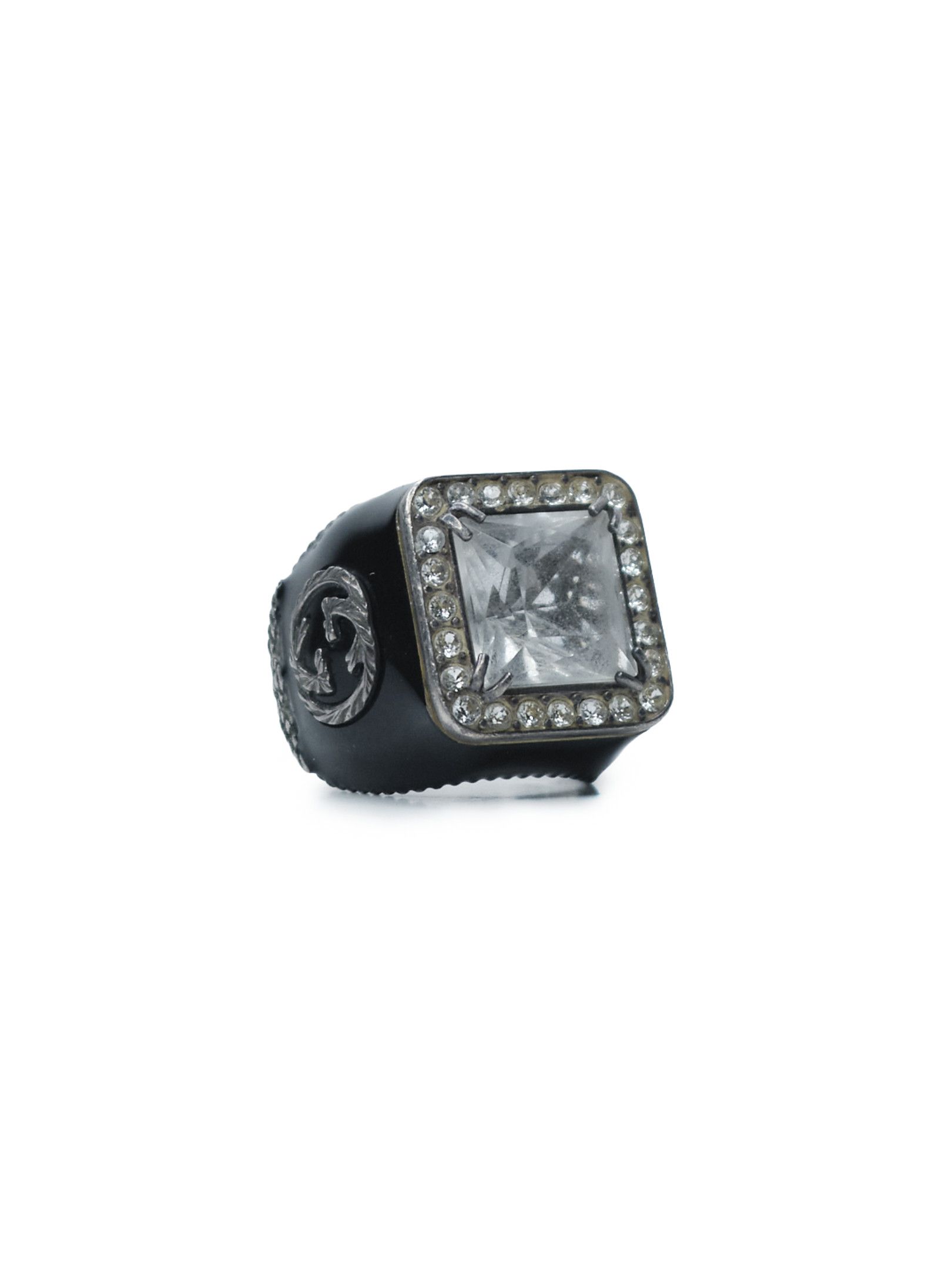 Gucci Gucci Sterling Silver Crystal Stone Ring Size ONE SIZE - 1 Thumbnail