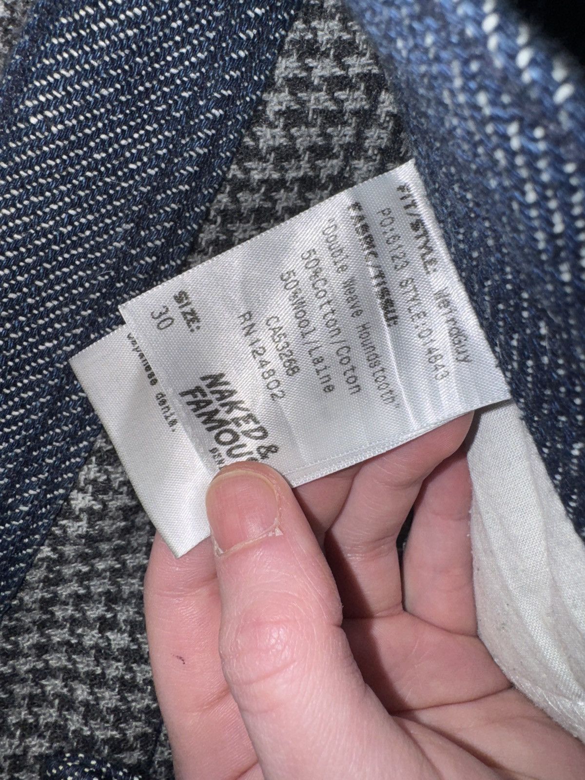 Naked & Famous Weird Guy Double Weave Houndstooth Size US 30 / EU 46 - 5 Thumbnail