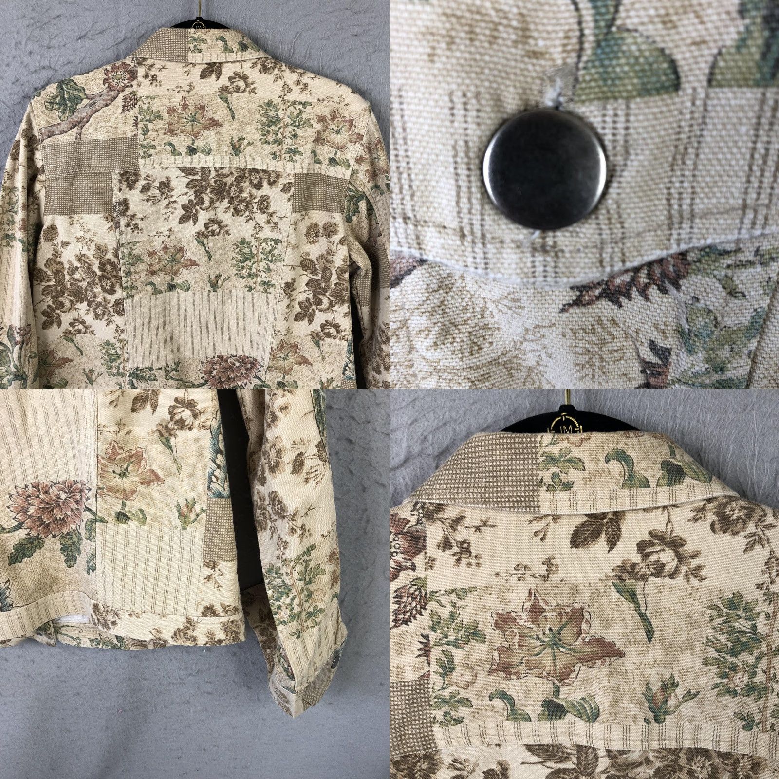 Coldwater Creek VINTAGE Coldwater Creek Jacket Womens M Beige Floral Canvas Snap Front USA Cottagecore Size M / US 6-8 / IT 42-44 - 11 Thumbnail